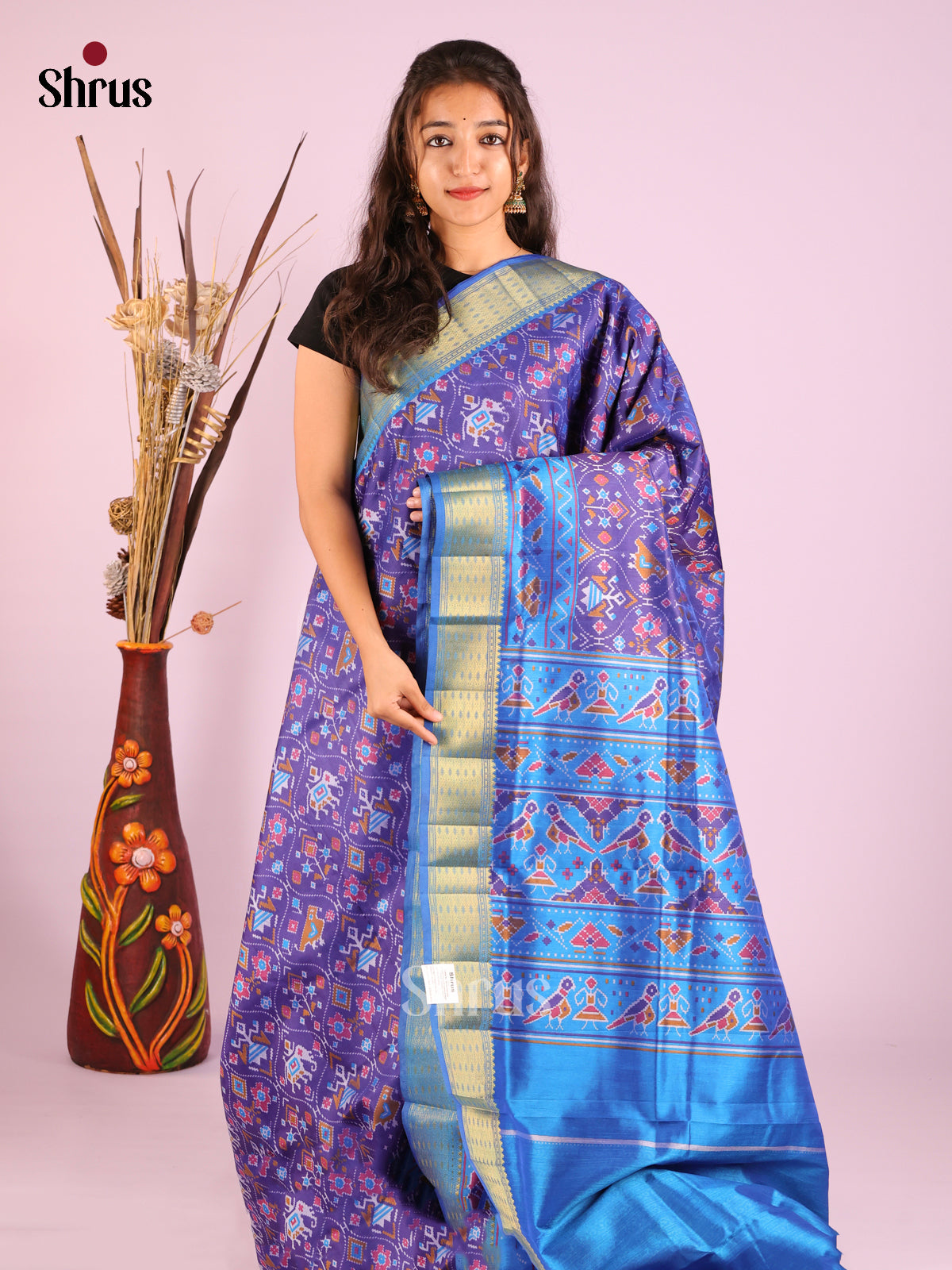 Blue - Semi Patola Saree