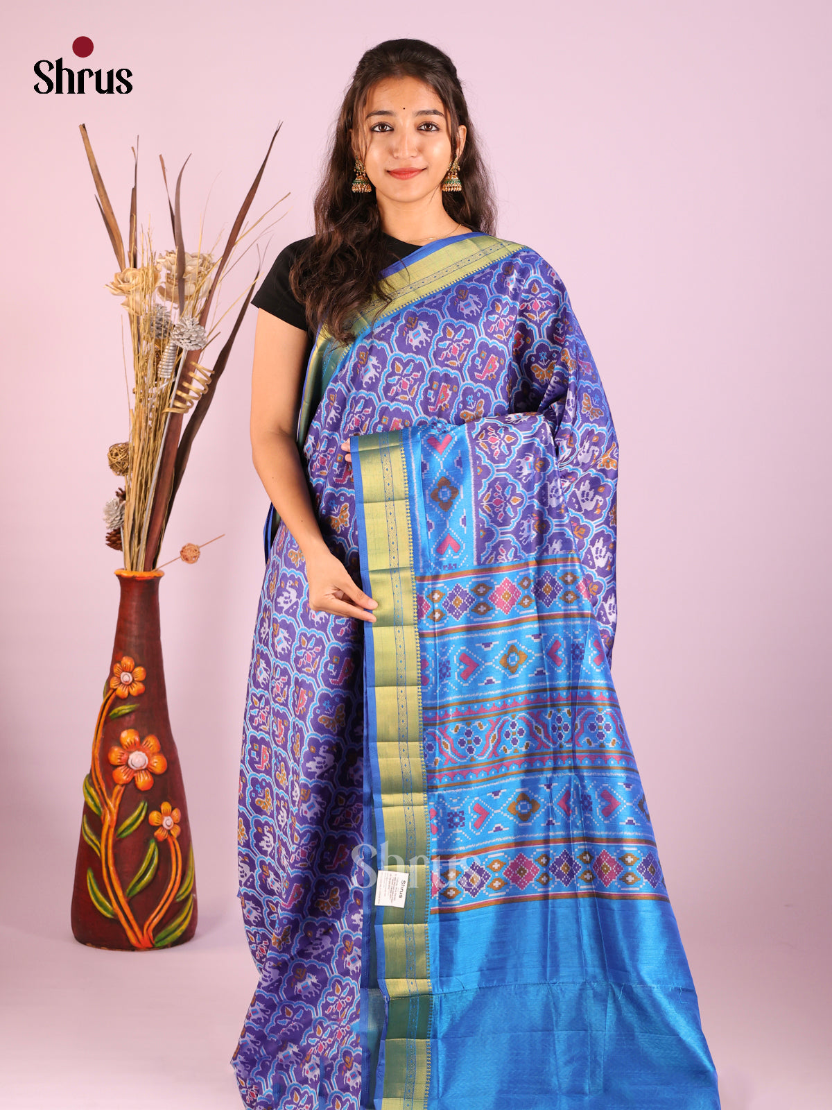 Blue - Semi Patola Saree