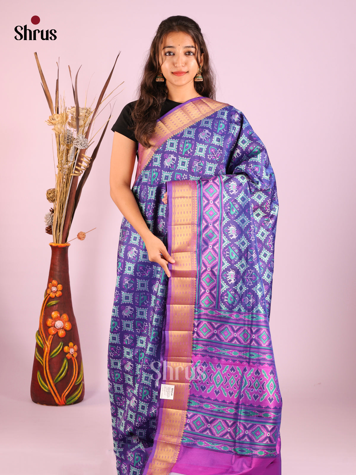 Blue & Purple - Semi Patola Saree
