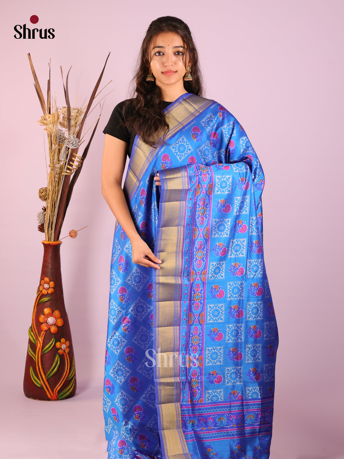 Blue - Semi Patola Saree