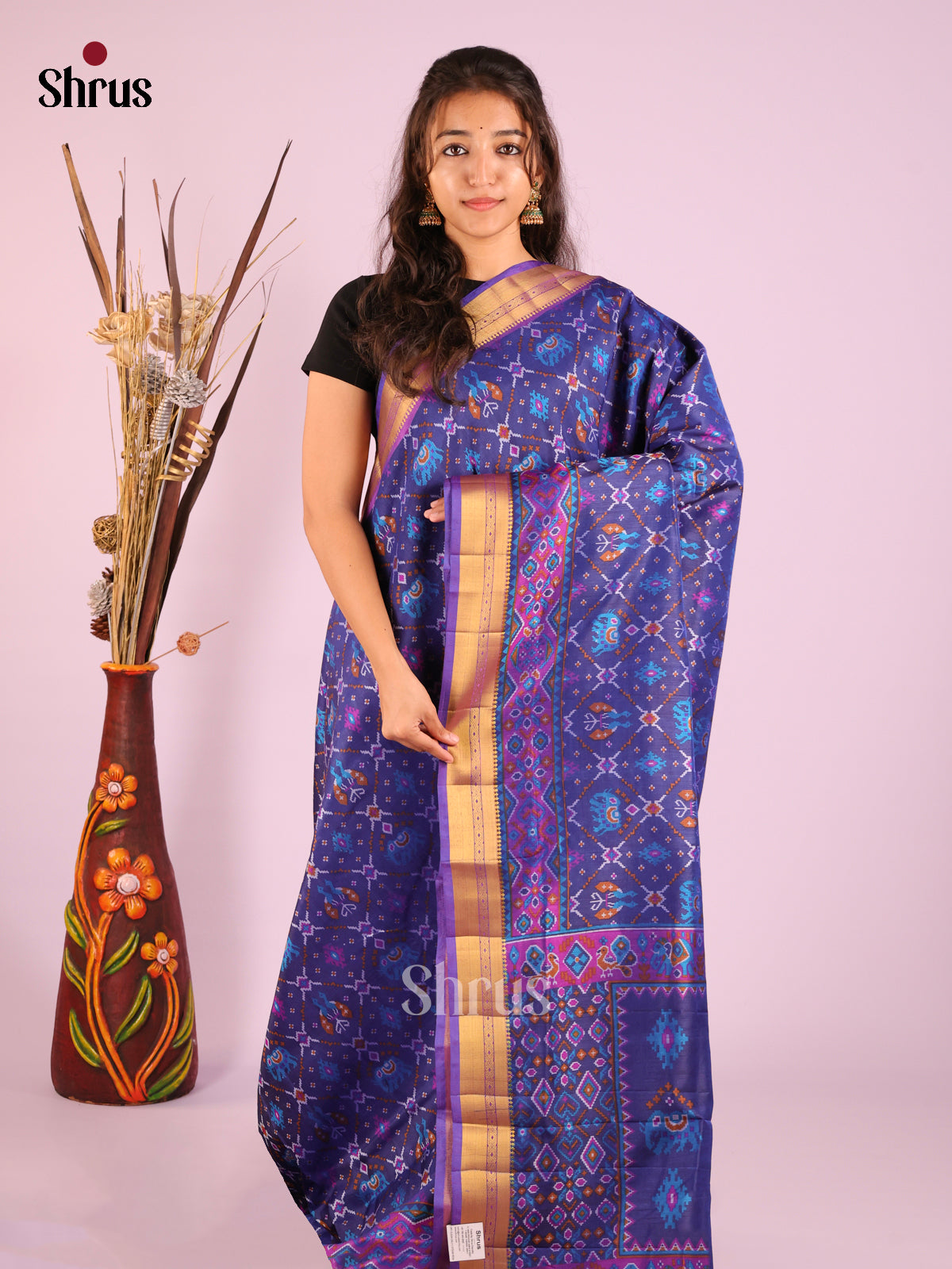 Blue & Purple - Semi Patola Saree