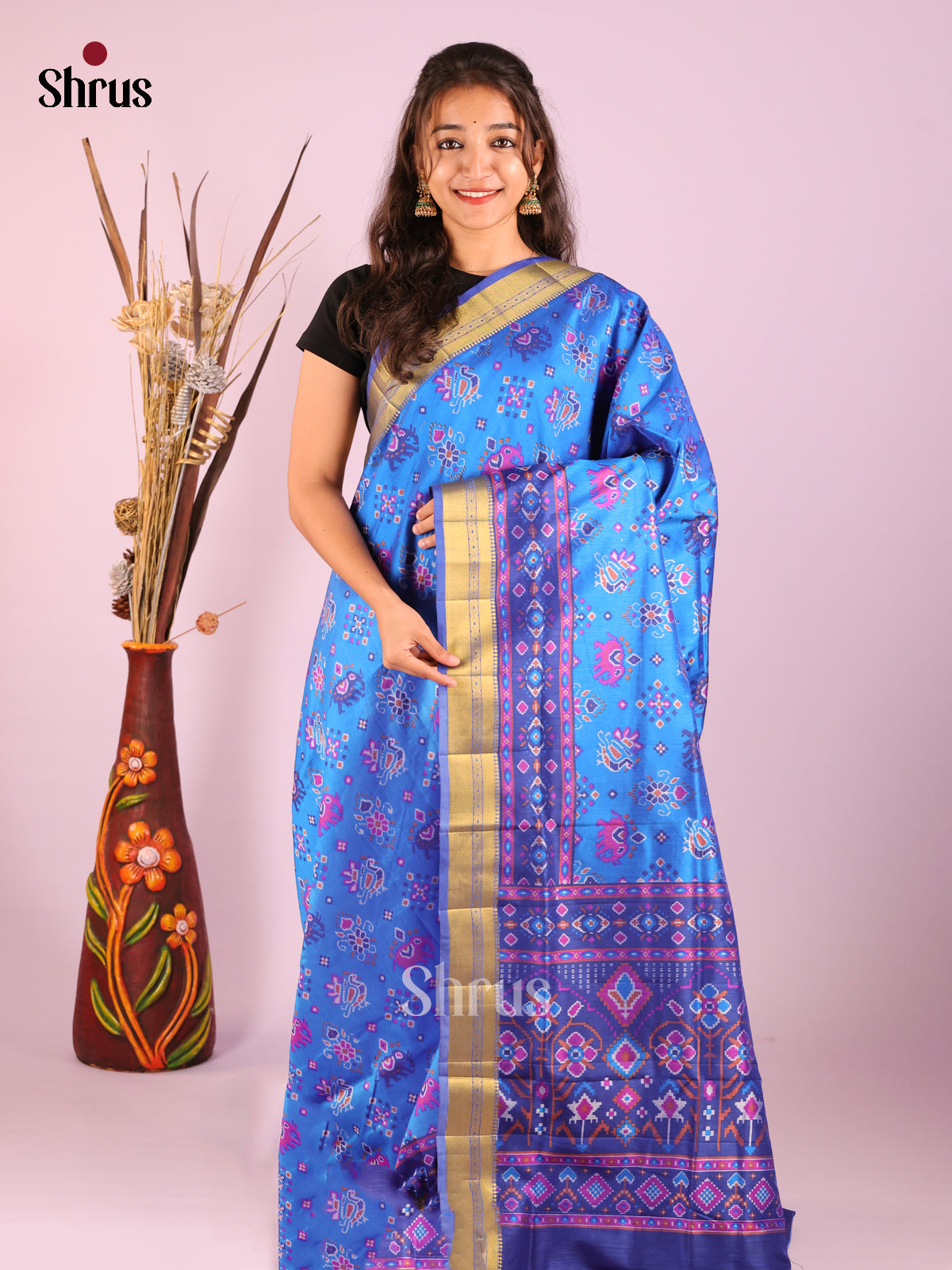 Blue - Semi Patola Saree
