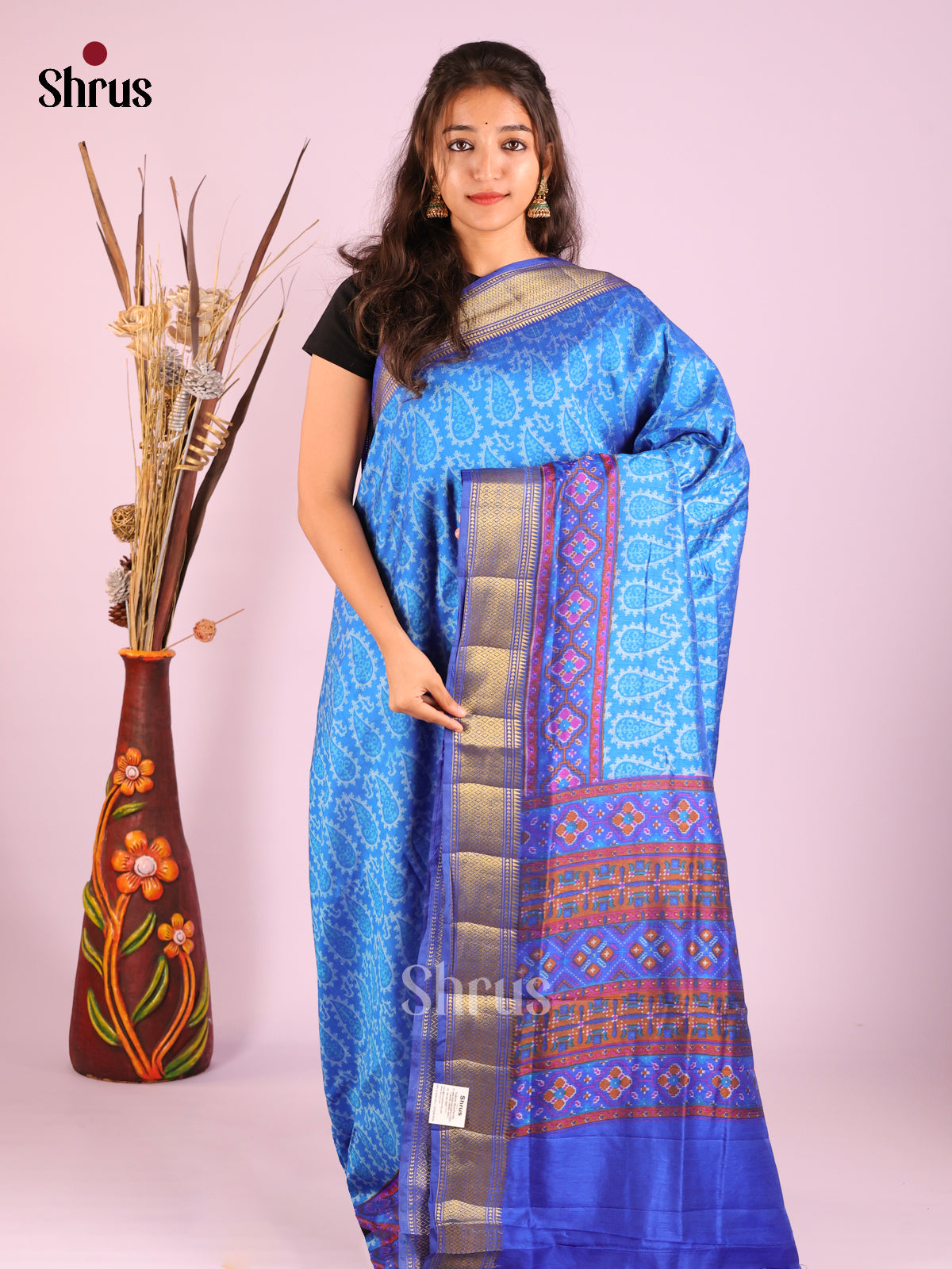 Blue  - Semi Patola Saree