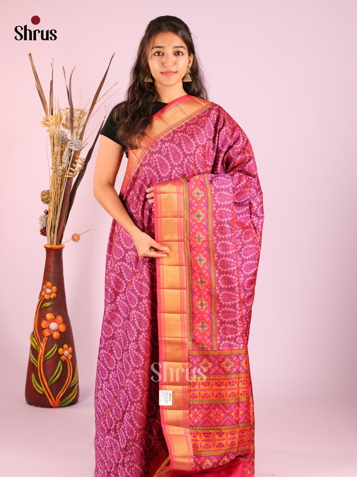 Purple & Pink - Semi Patola Saree