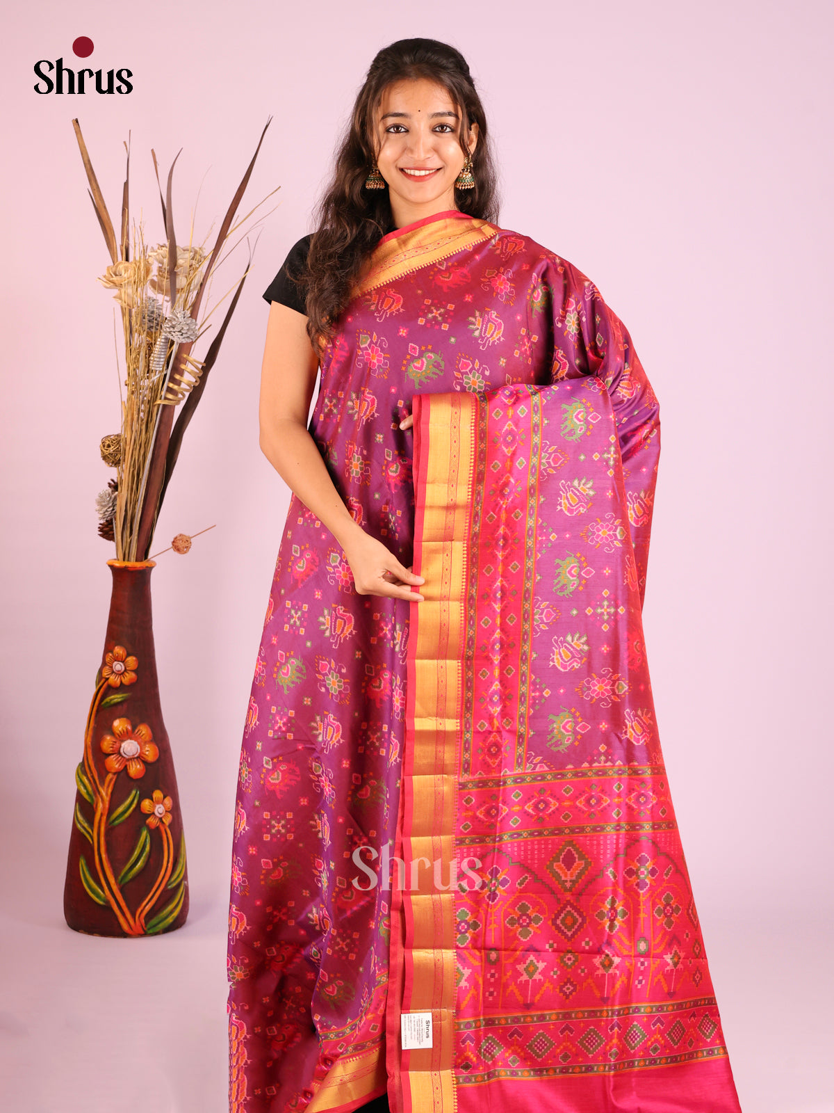 Purple & pink - Semi Patola Saree