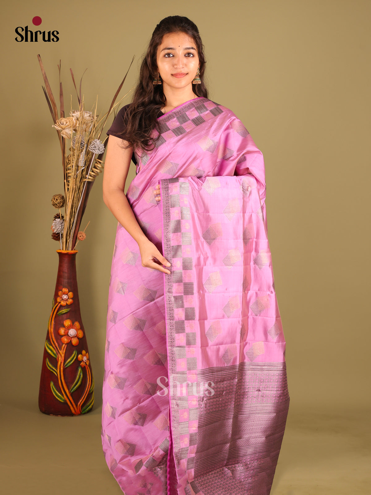 Purple - Semi Rawsilk Saree