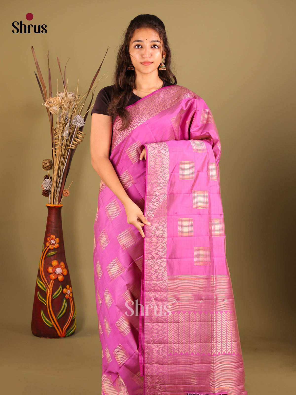 Majenta - Semi Rawsilk Saree
