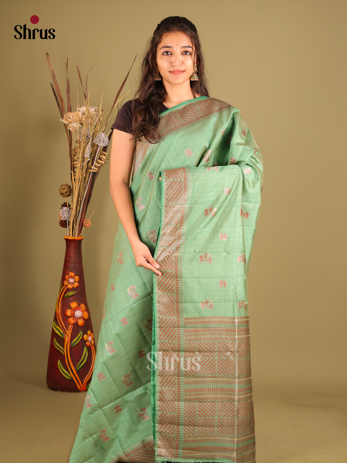 Pastel Green - Semi Rawsilk Saree