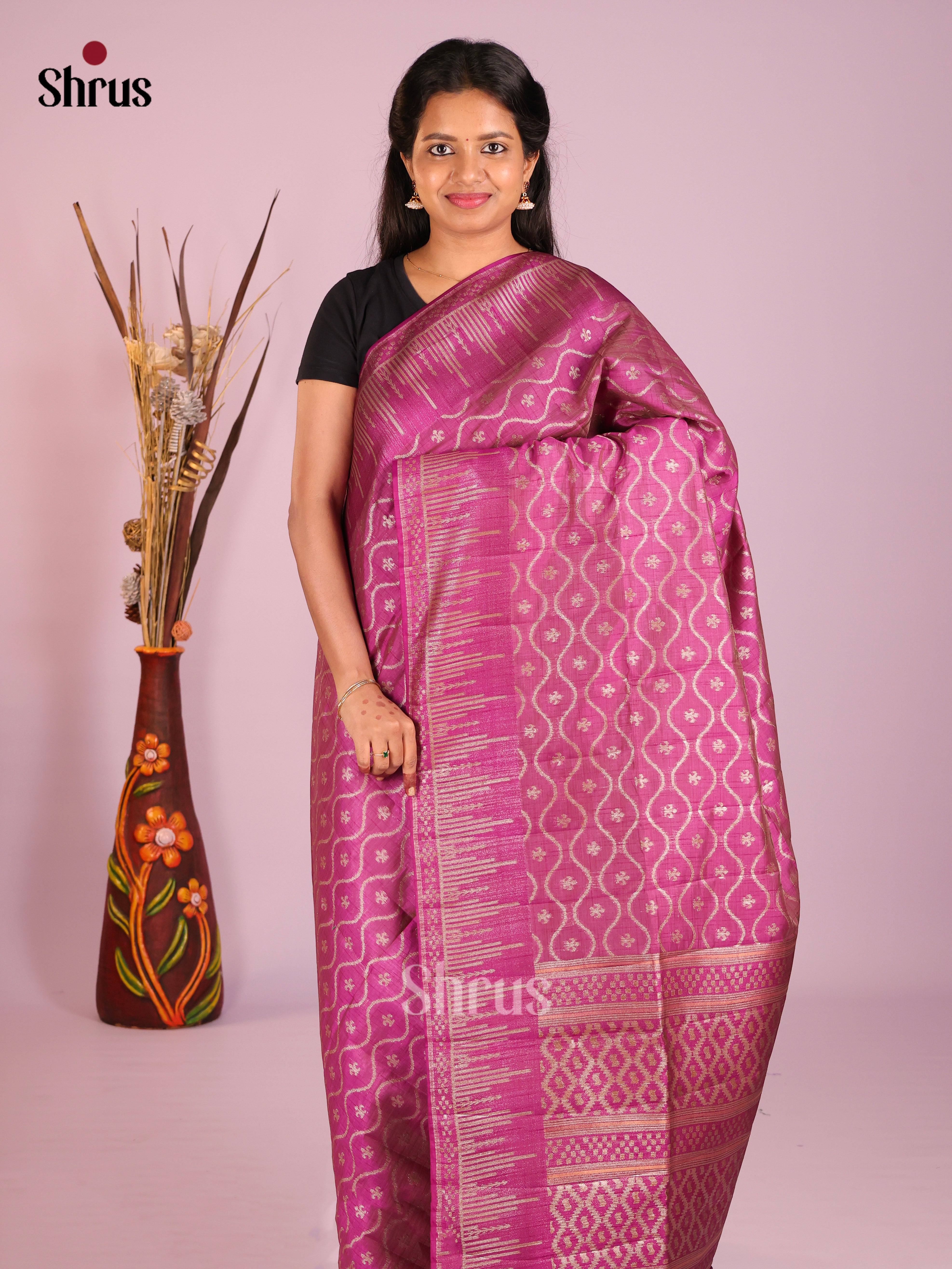 Purple - Semi Rawsilk Saree