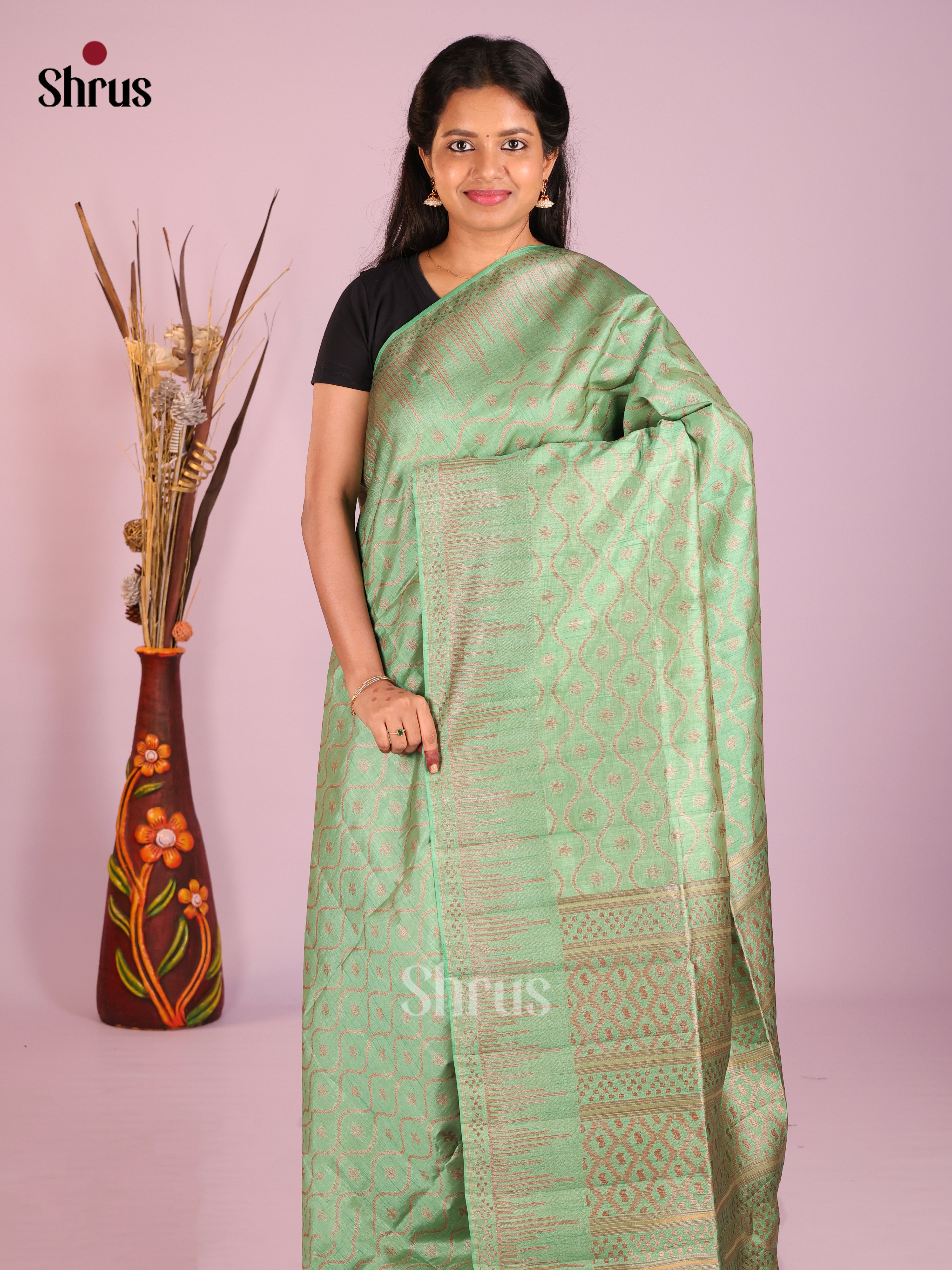 Pista Green - Semi Rawsilk Saree
