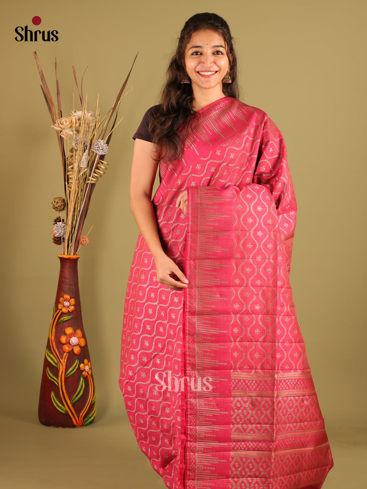 Red - Semi Rawsilk Saree