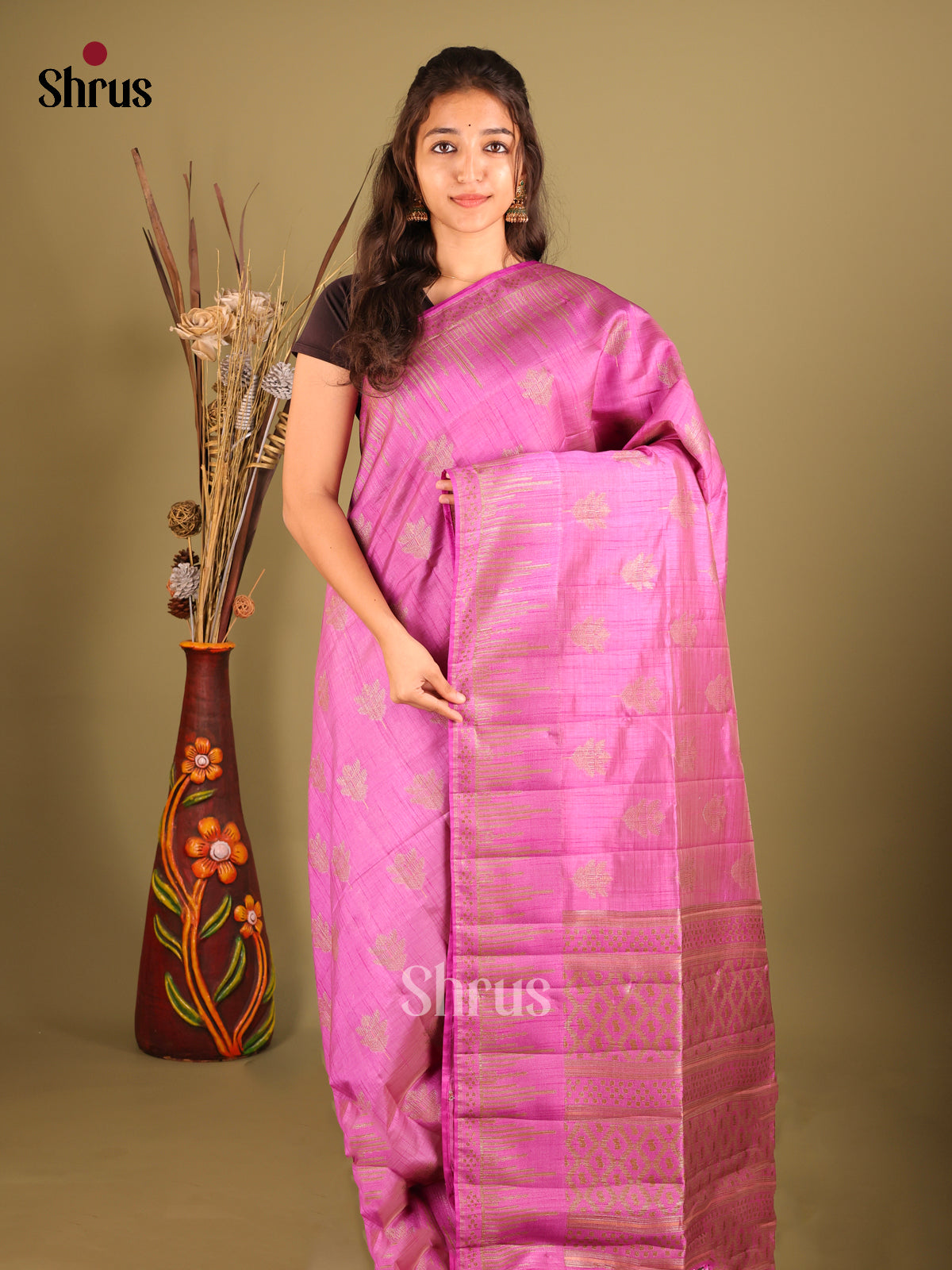 Majenta - Semi Rawsilk Saree