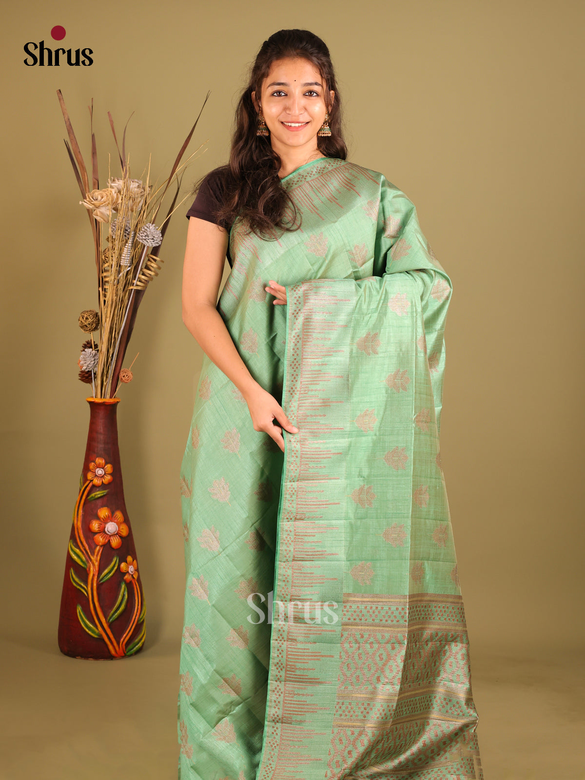 Pastel Green  - Semi Rawsilk Saree