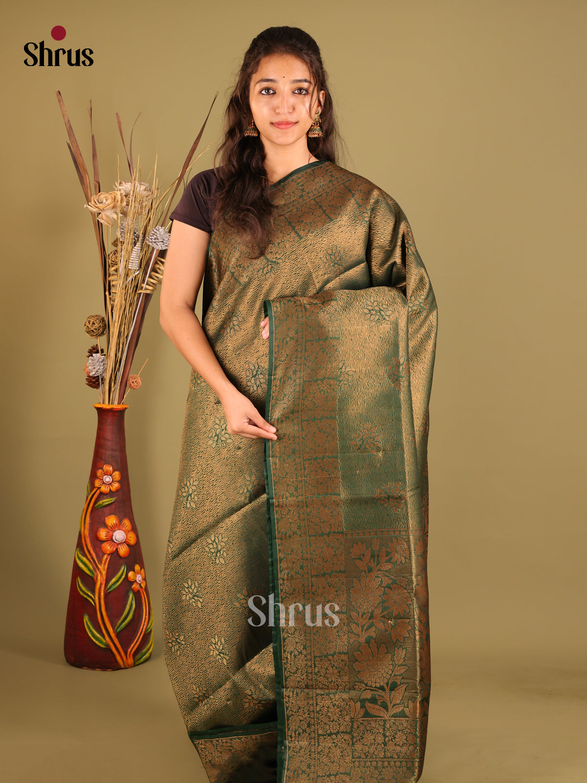 Green - Bamboo silk Saree