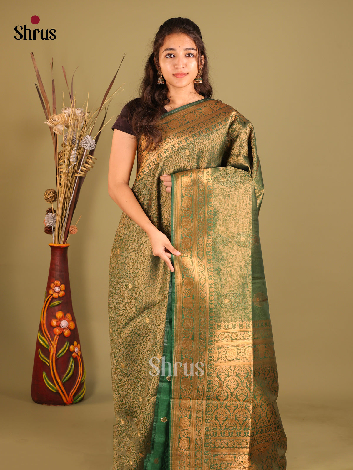 Green - Bamboo silk Saree