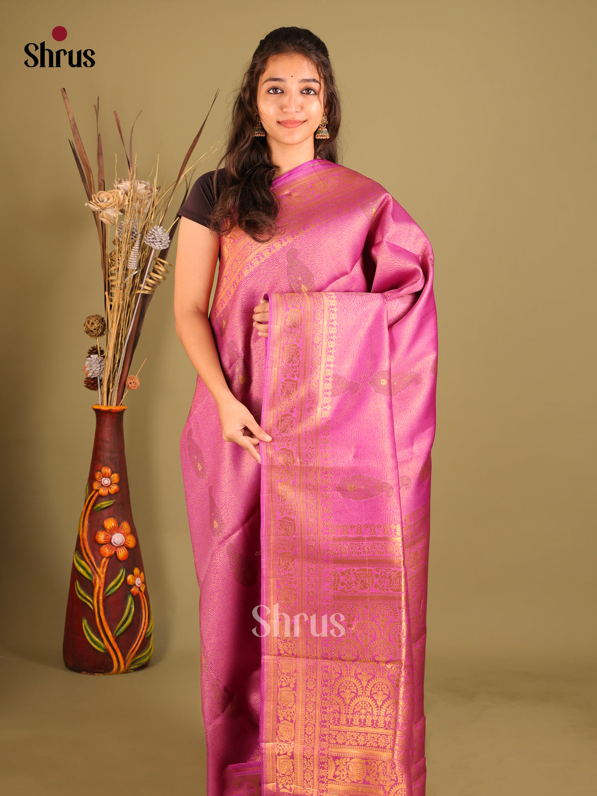 Purple- Bamboo silk Saree