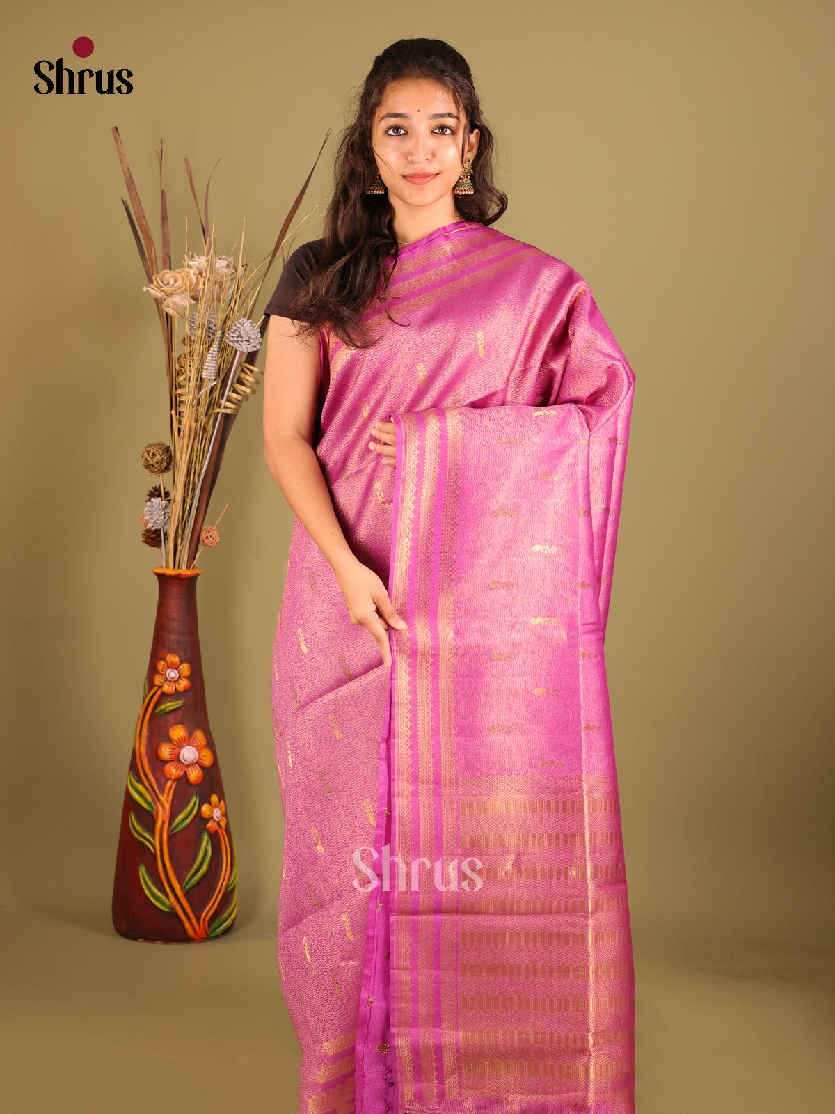 Purple- Bamboo silk Saree