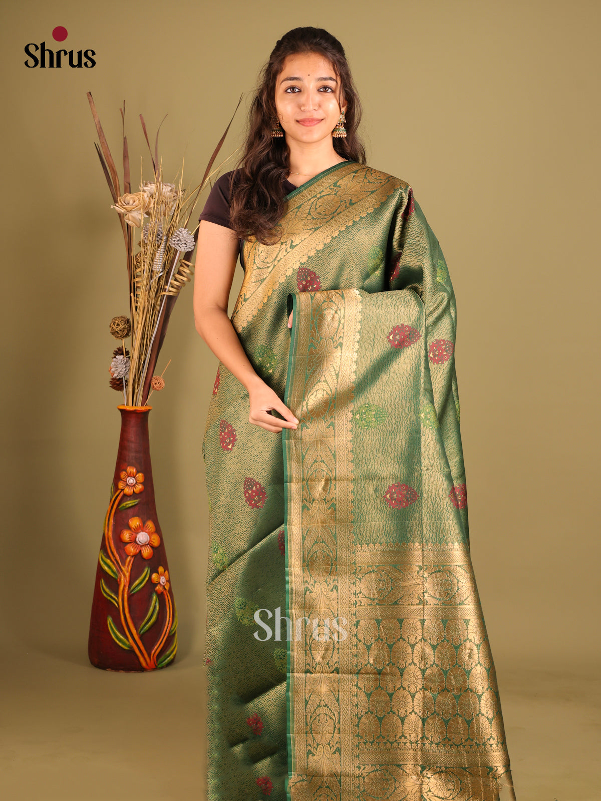 Green - Bamboo silk Saree