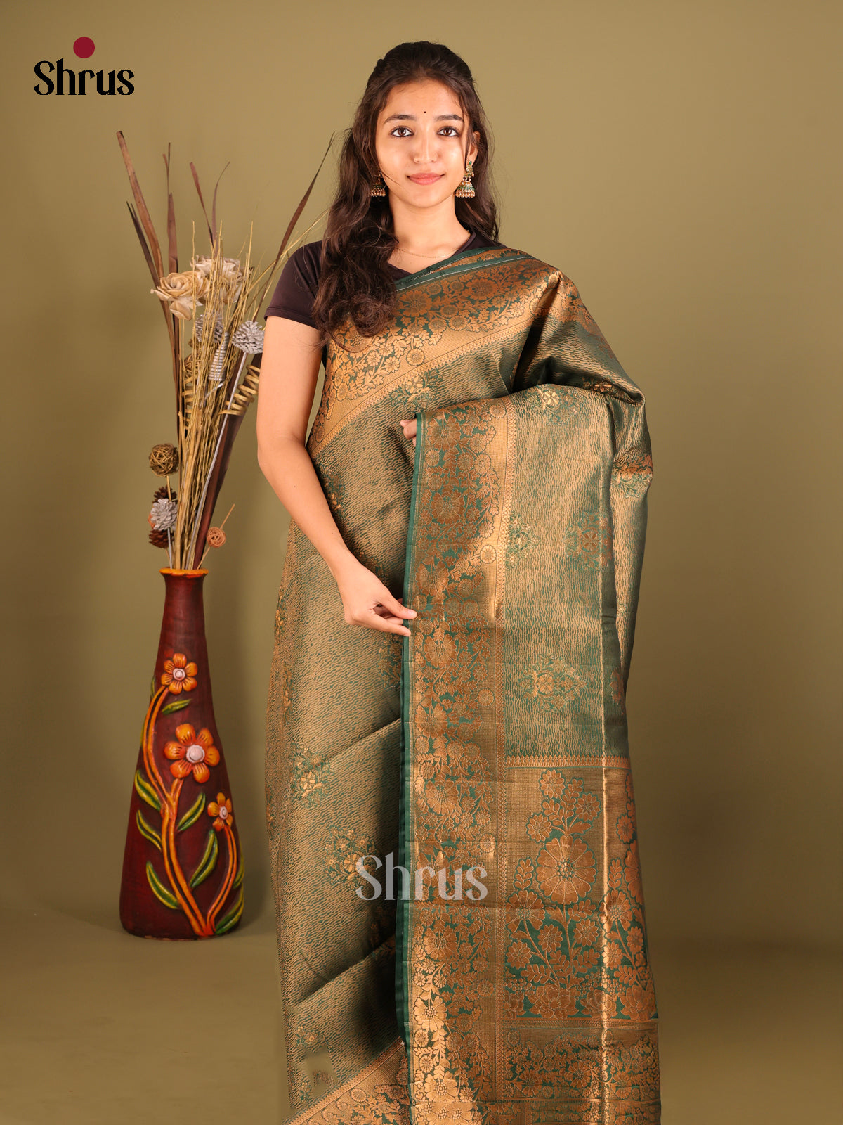 Green - Bamboo silk Saree