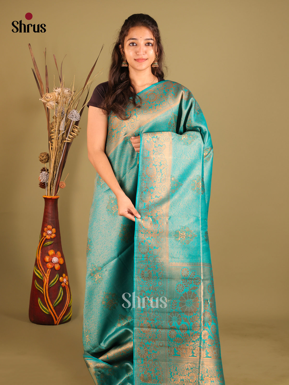 Blue - Bamboo silk Saree