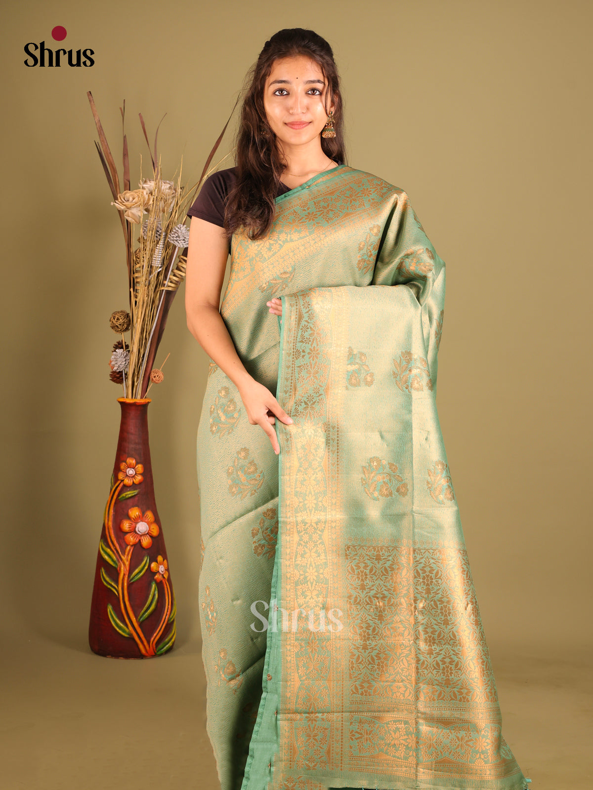 Pastel Green  - Bamboo silk Saree