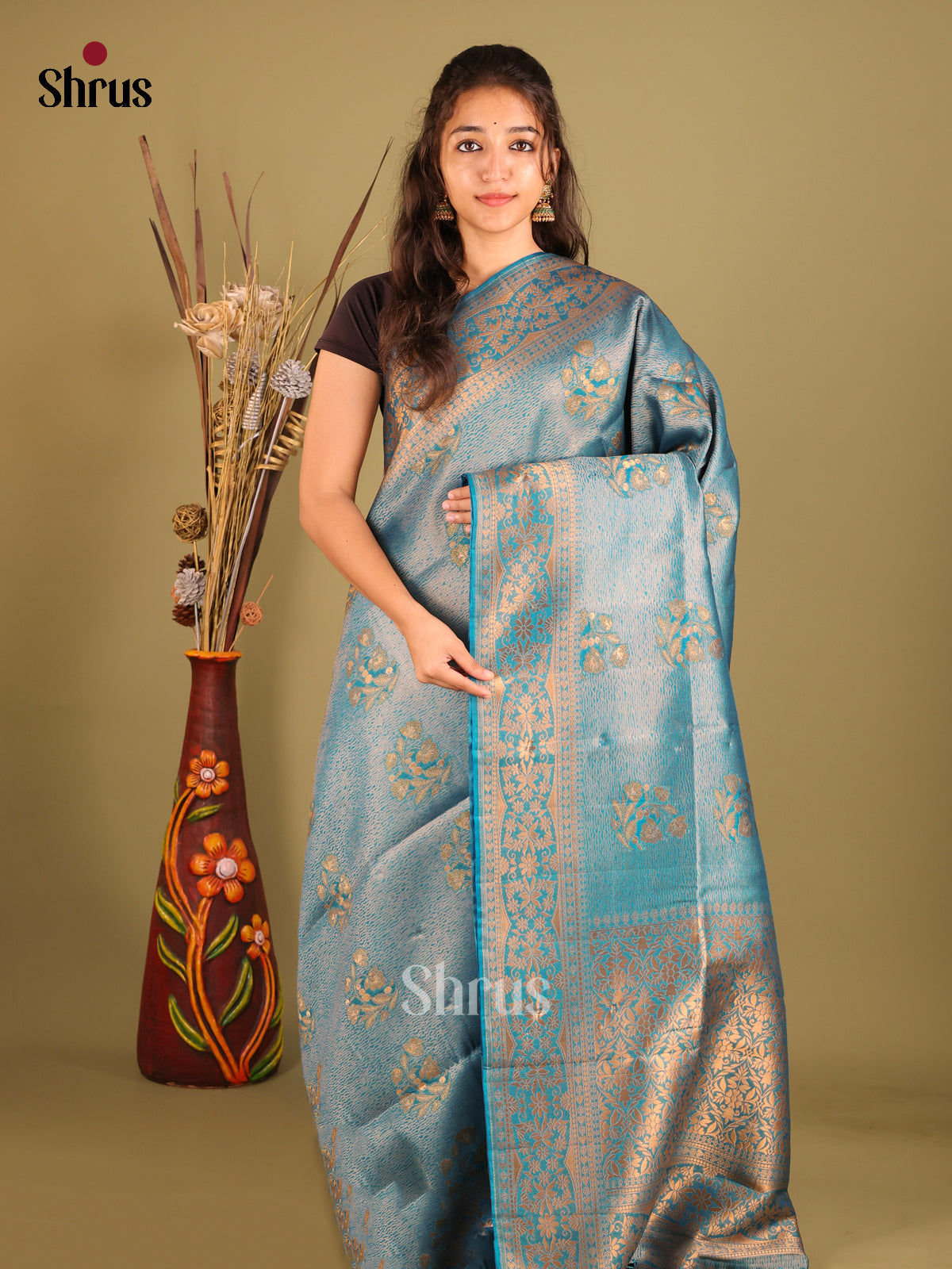 blue - Bamboo silk Saree