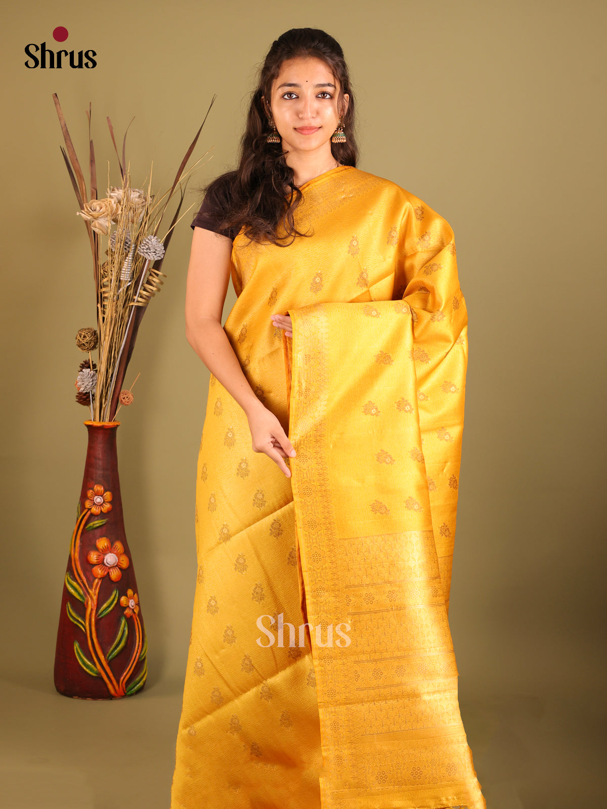 Mustard - Bamboo silk Saree