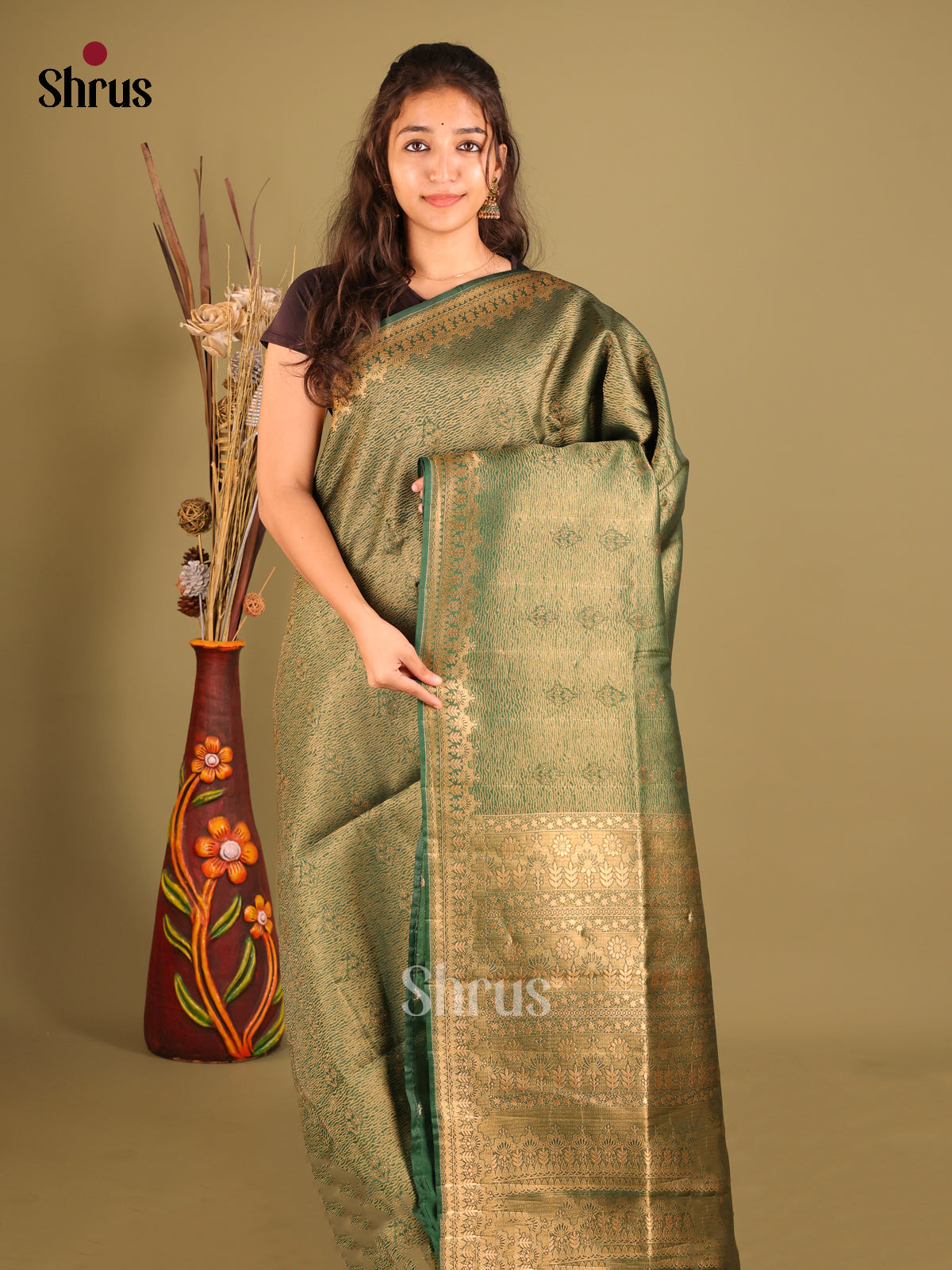 Green - Bamboo silk Saree