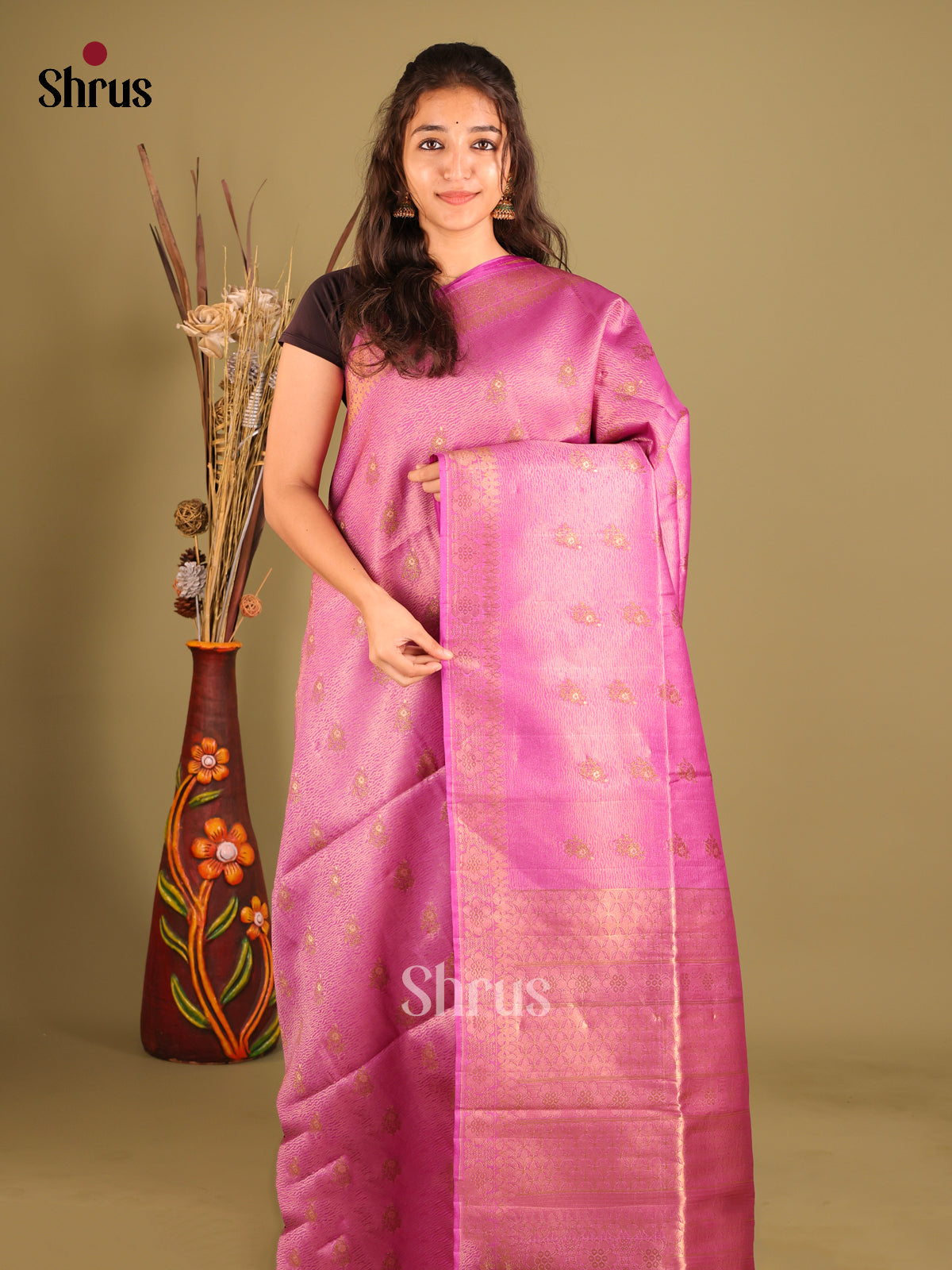Majenta - Bamboo silk Saree