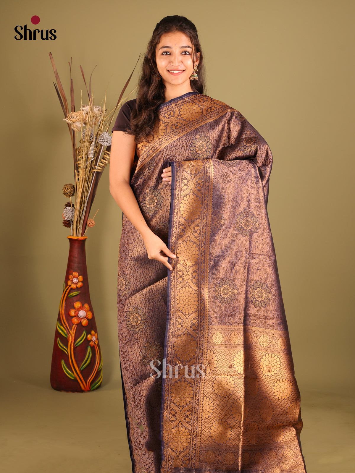Blue - Bamboo silk Saree