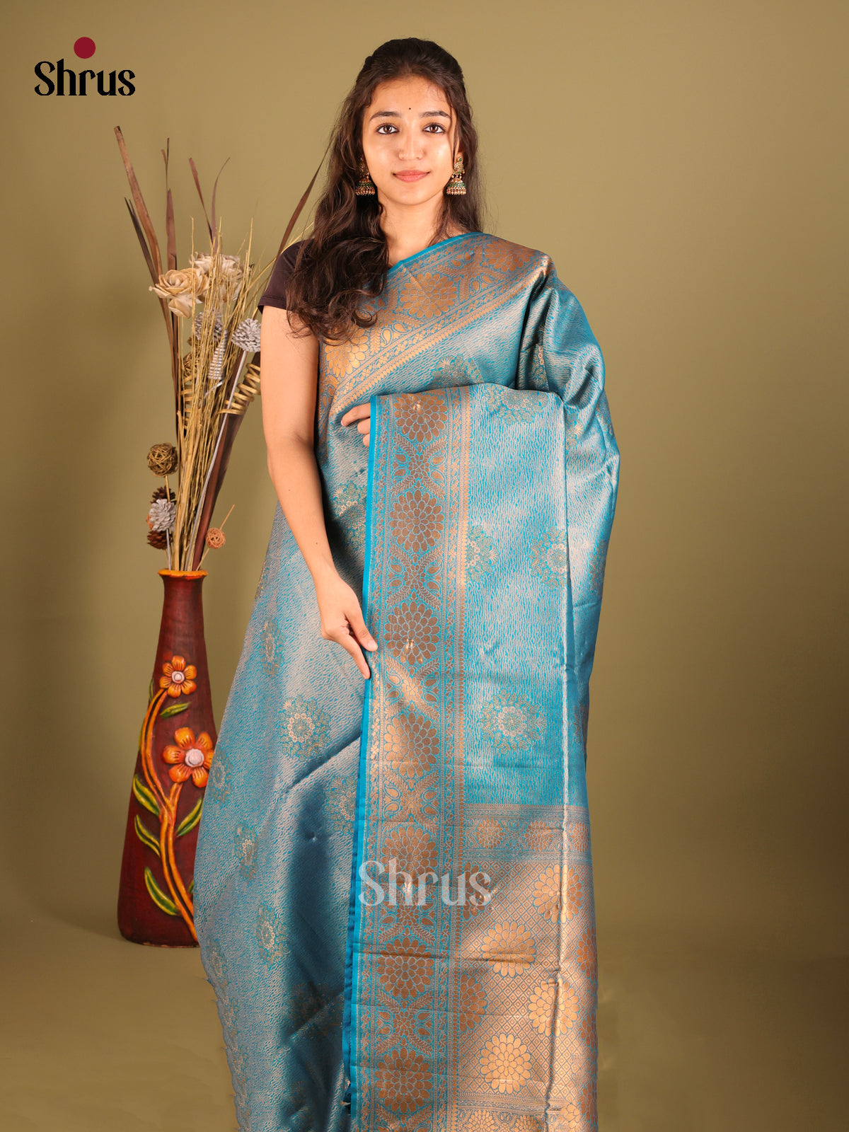 Blue - Bamboo silk Saree