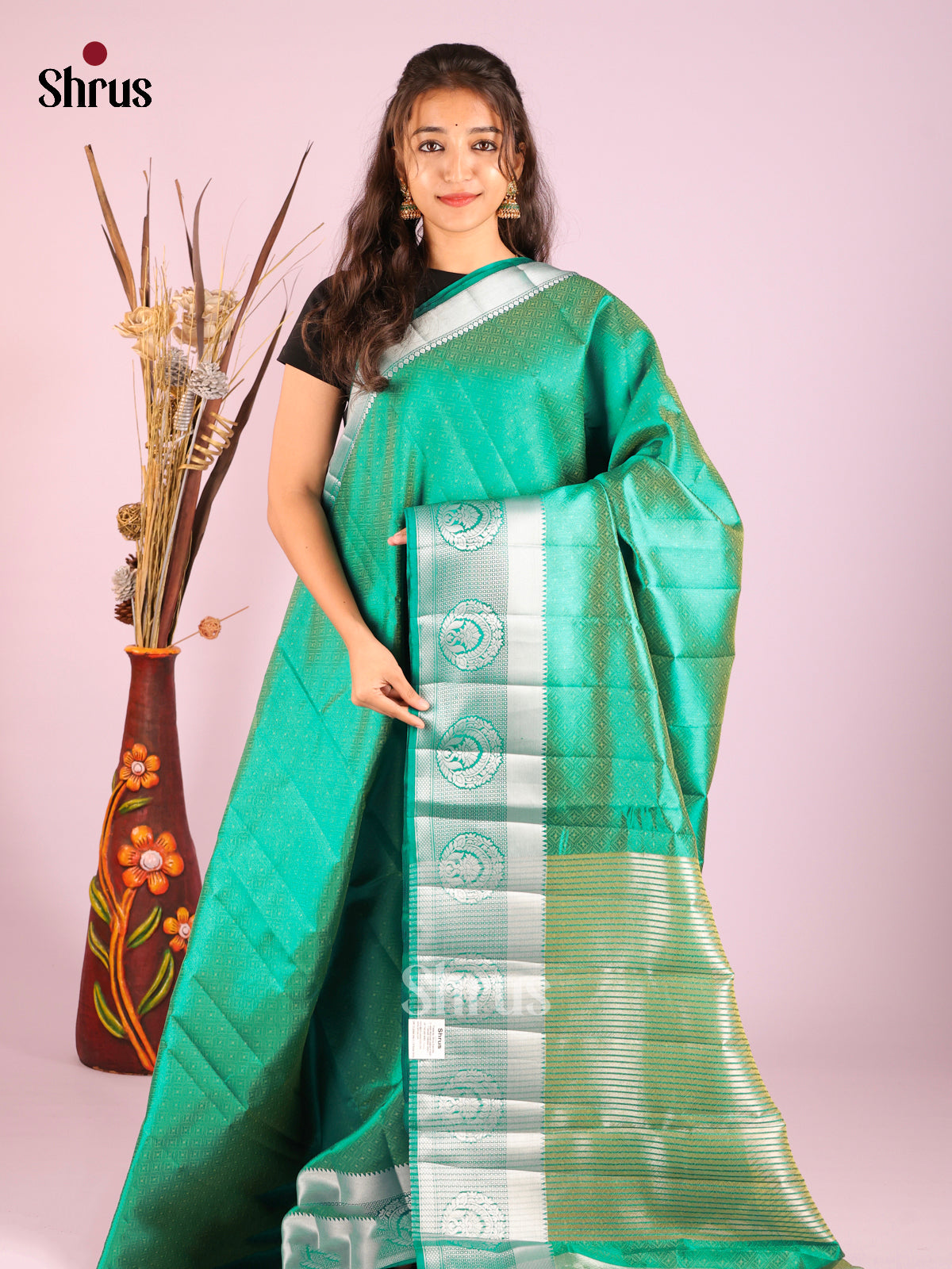 Green - Semi Rawsilk Saree