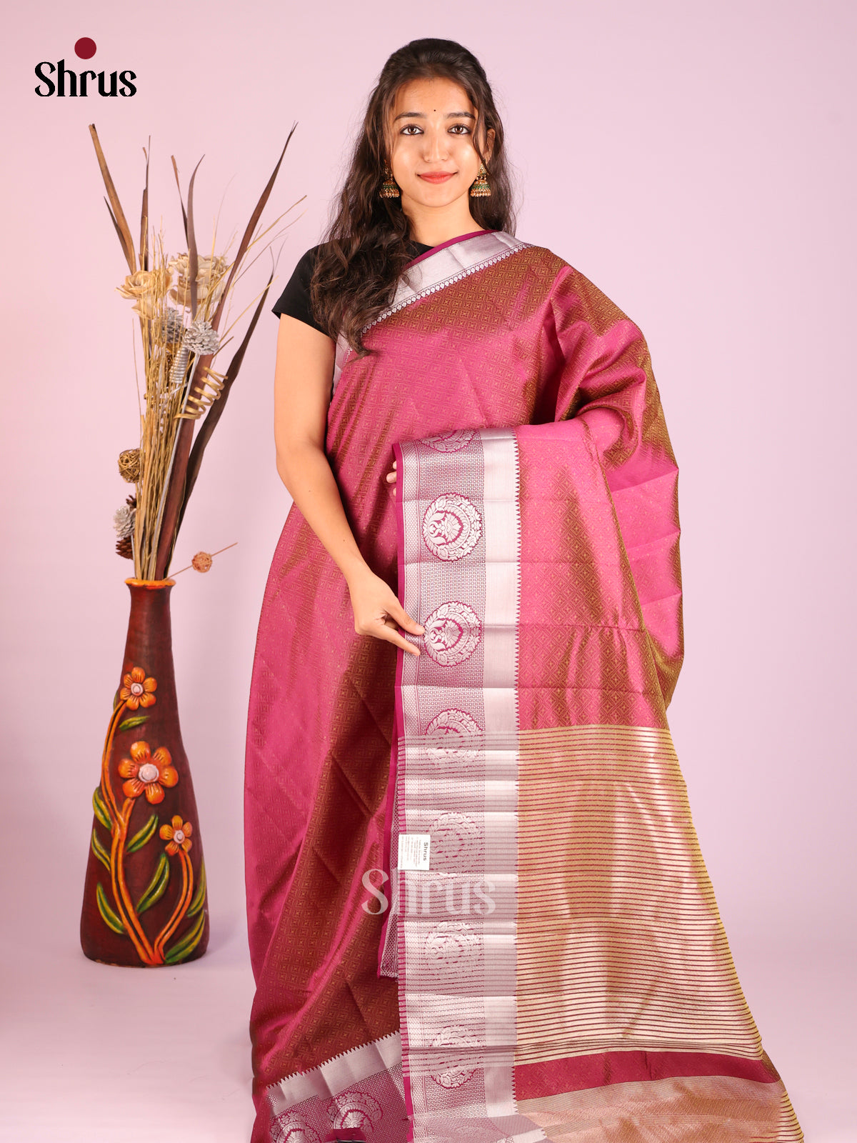 Maroon - Semi Rawsilk Saree