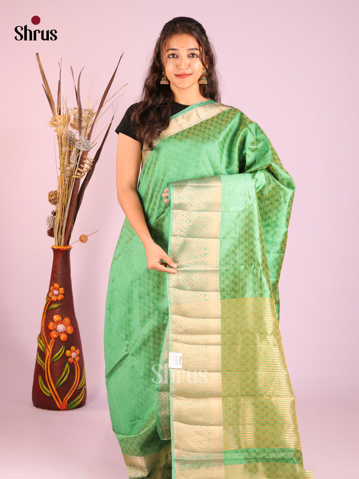 Pista Green - Semi Rawsilk Saree