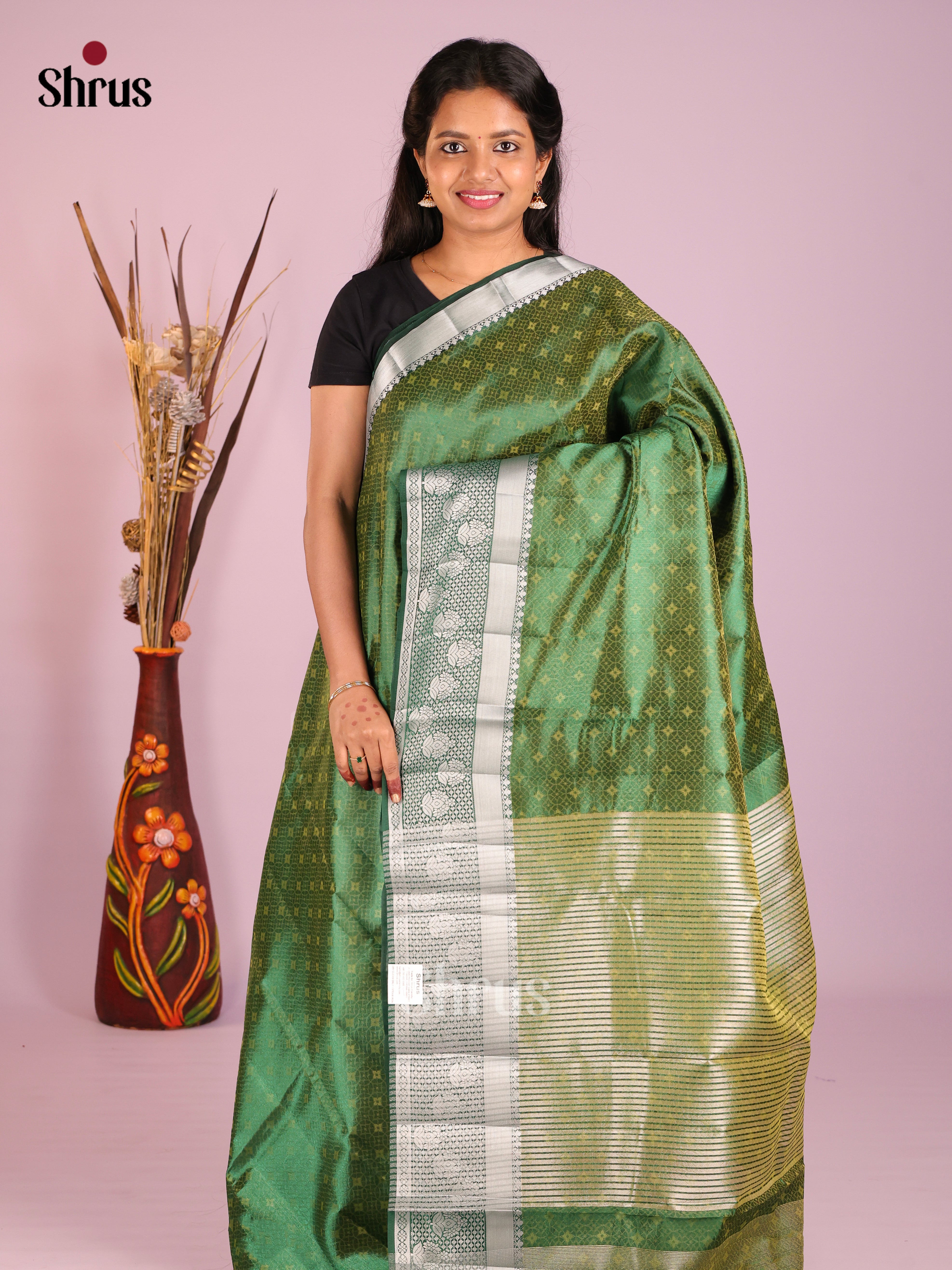 Green - Semi Rawsilk Saree