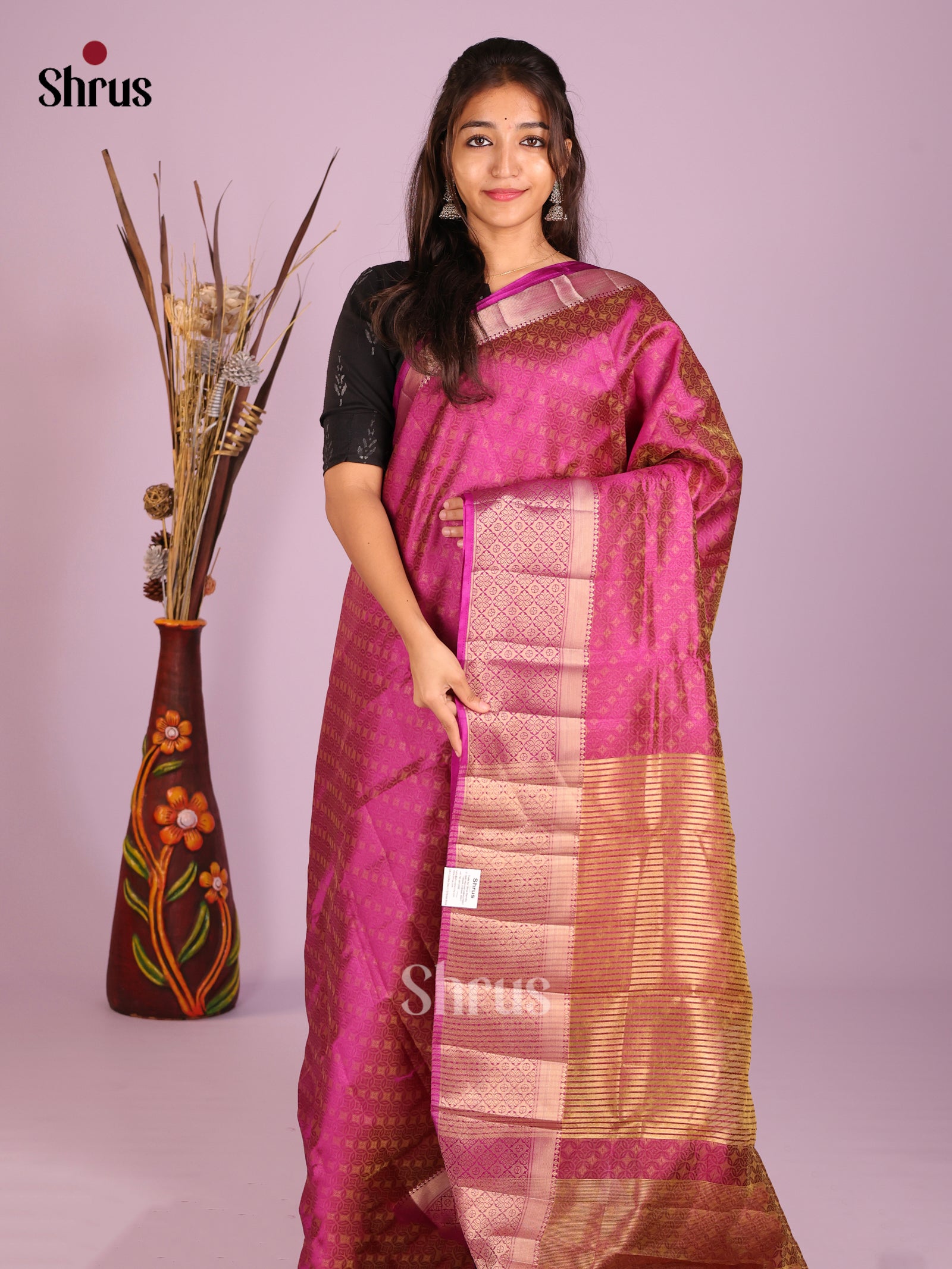 purple - Semi Rawsilk Saree