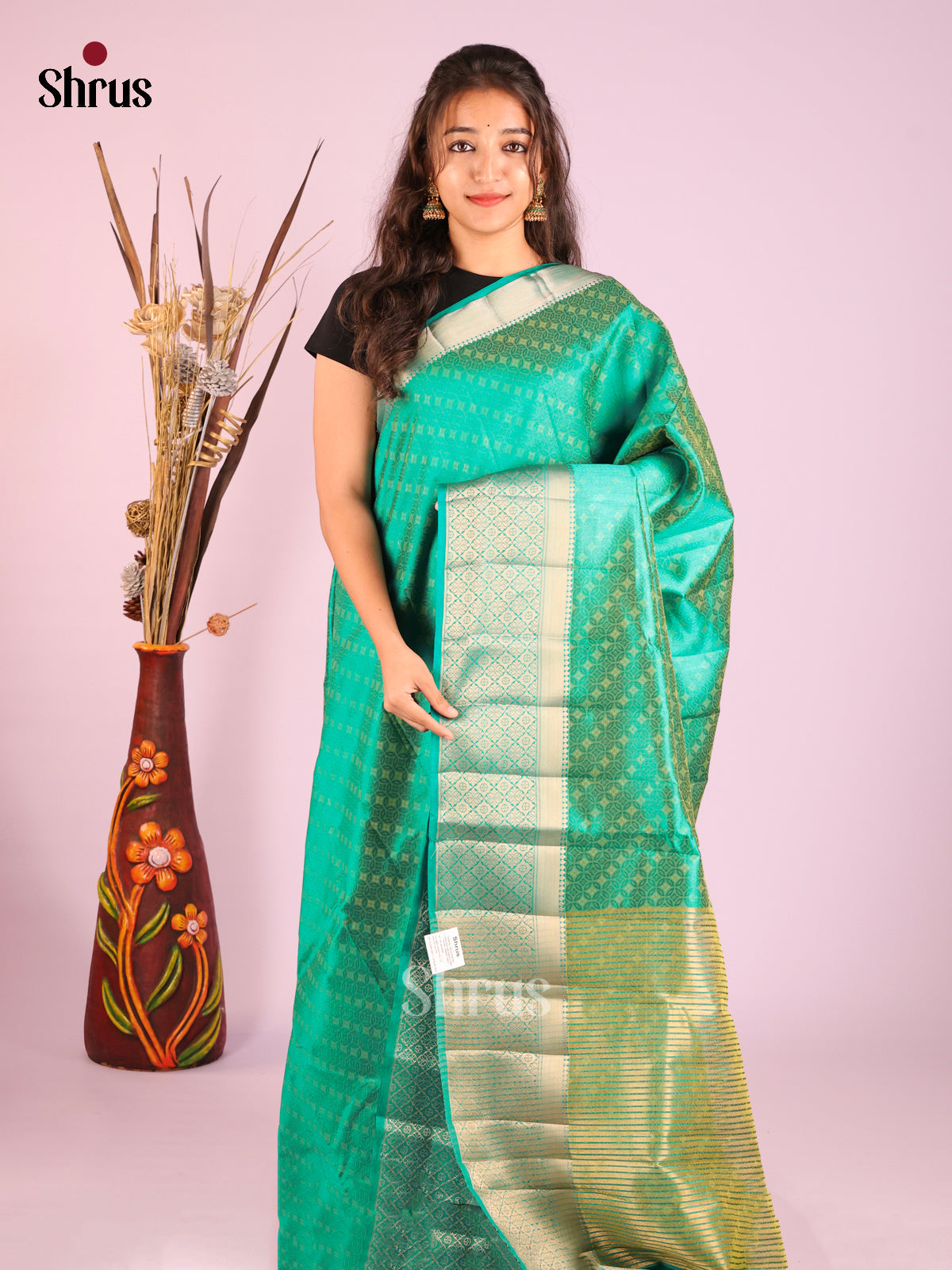 Green - Semi Rawsilk Saree