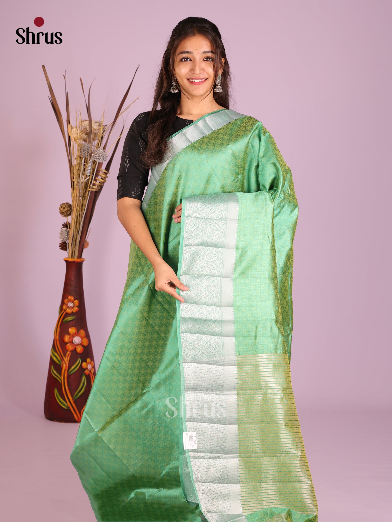 Green - Semi Rawsilk Saree