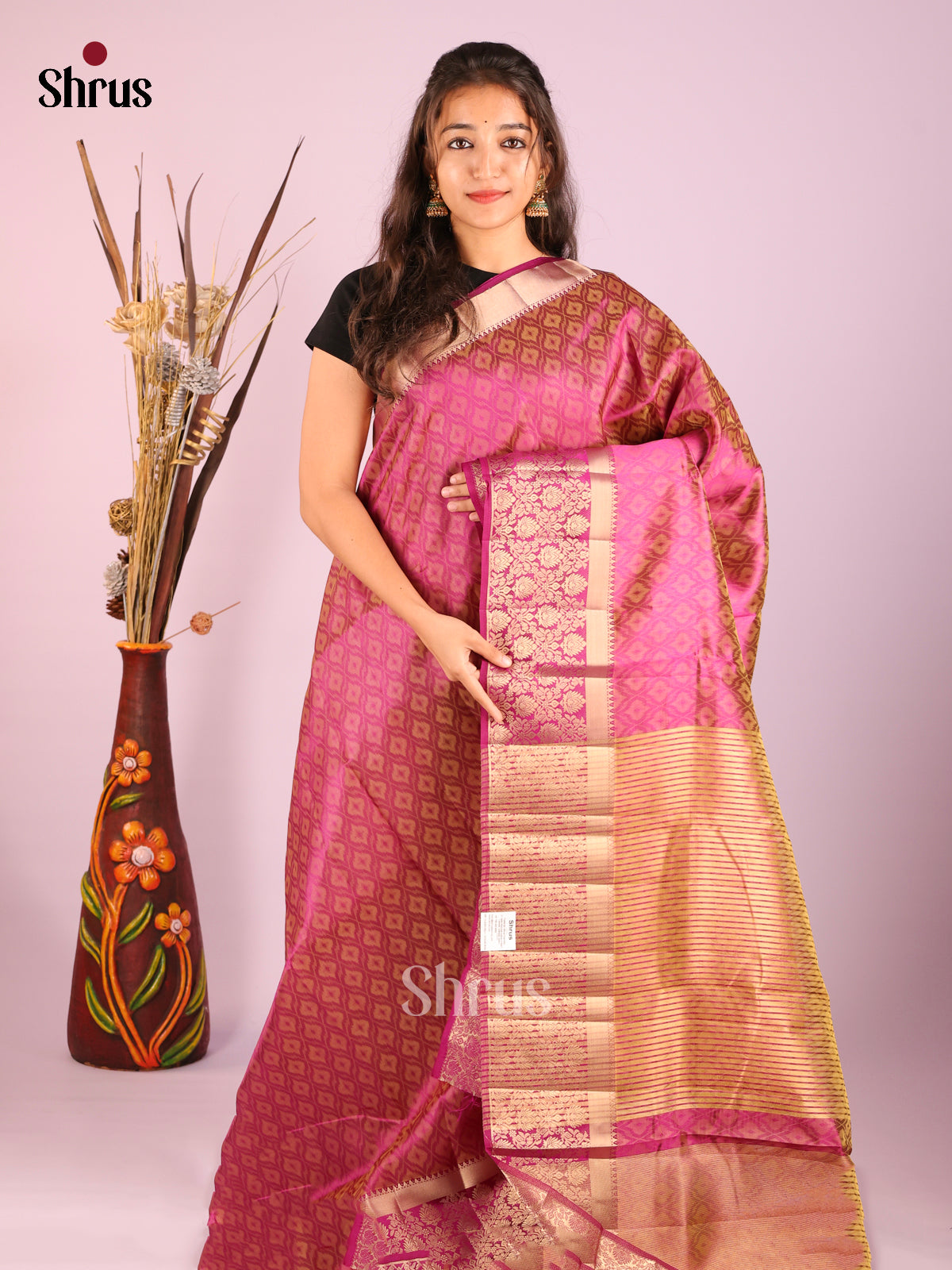 Purple - Semi Rawsilk Saree
