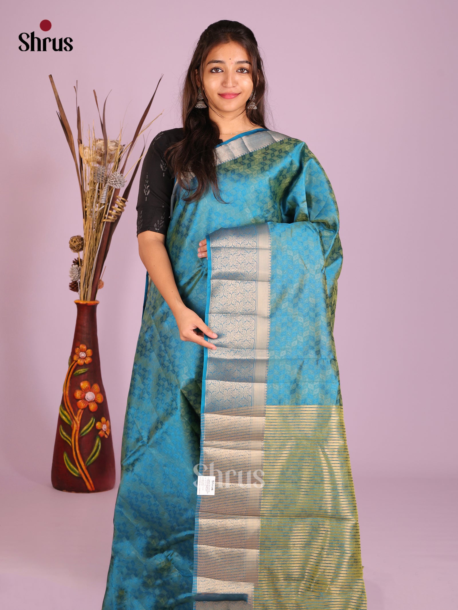 Blue - Semi Rawsilk Saree