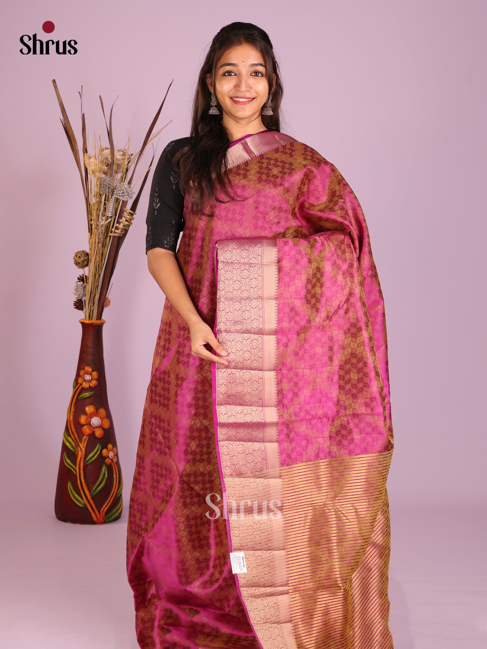 Purple - Semi Rawsilk Saree