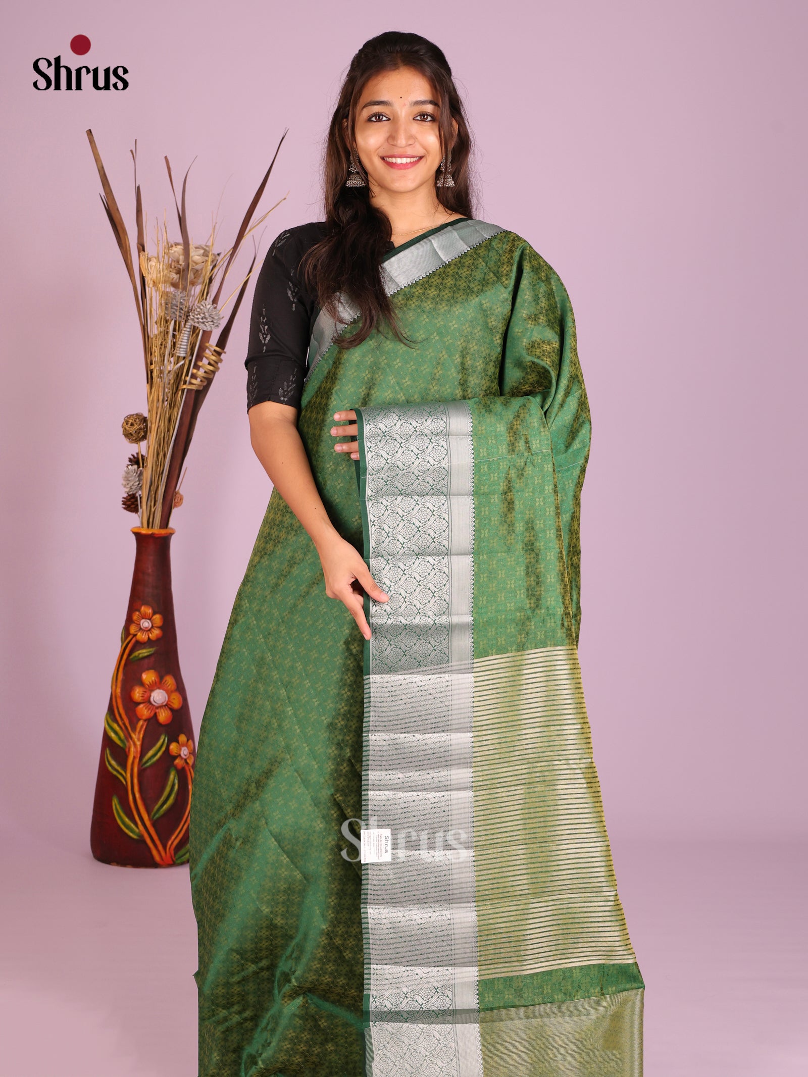 Green- Semi Rawsilk Saree