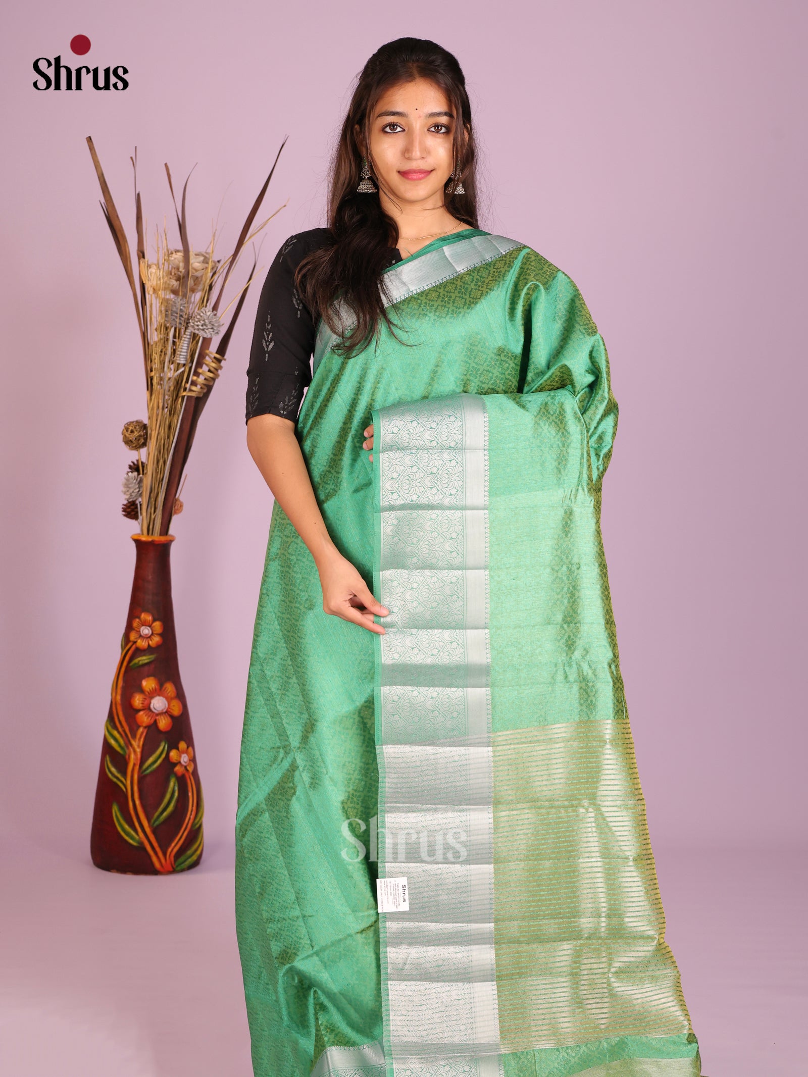 Green- Semi Rawsilk Saree