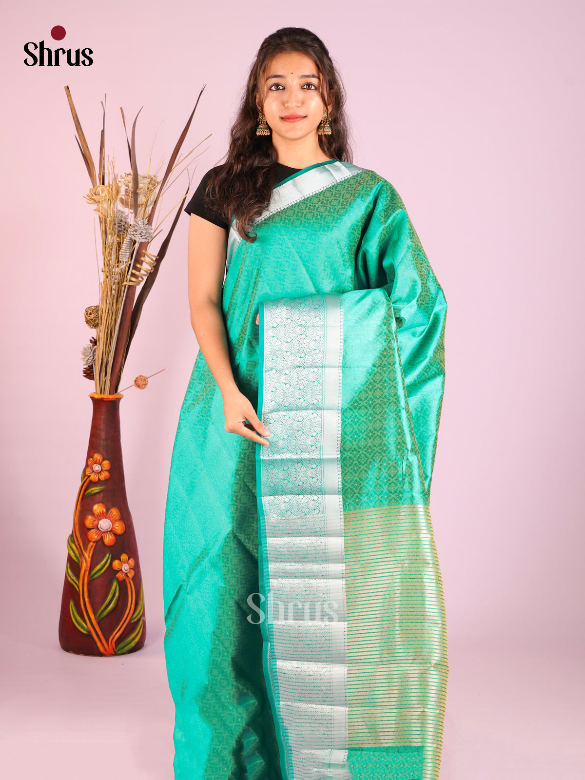 Green - Semi Rawsilk Saree