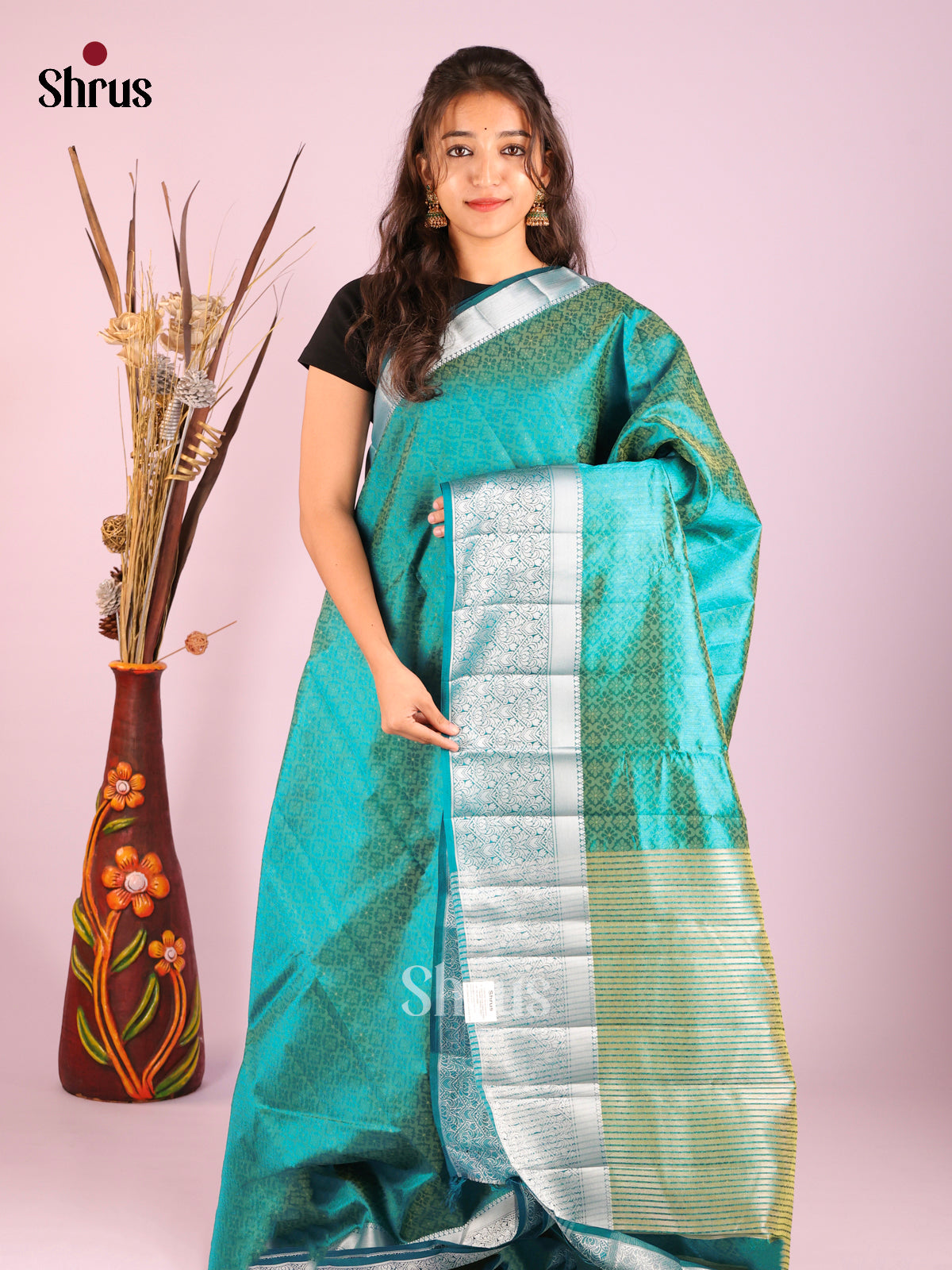 Green - Semi Rawsilk Saree