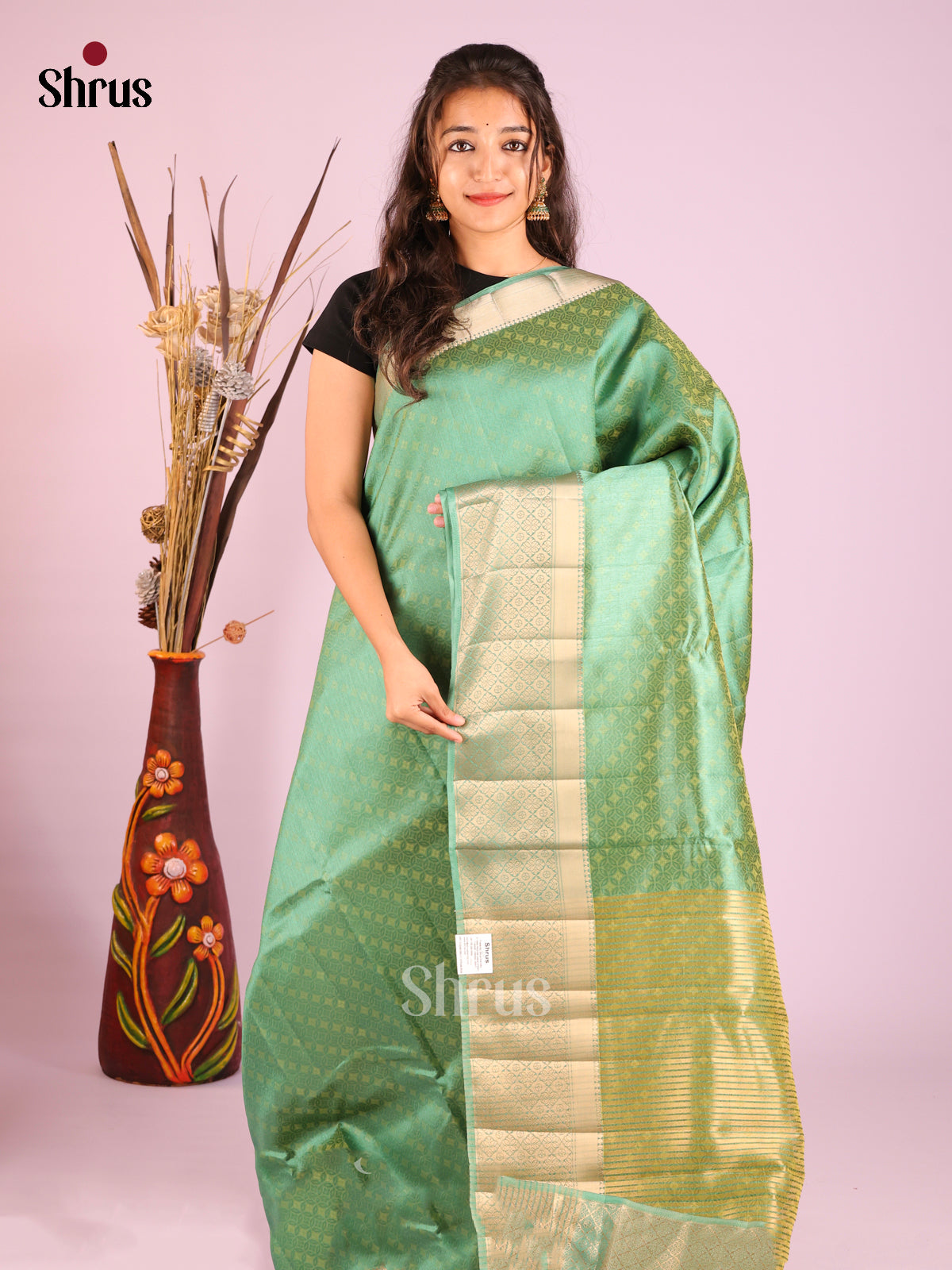 Green - Semi Rawsilk Saree