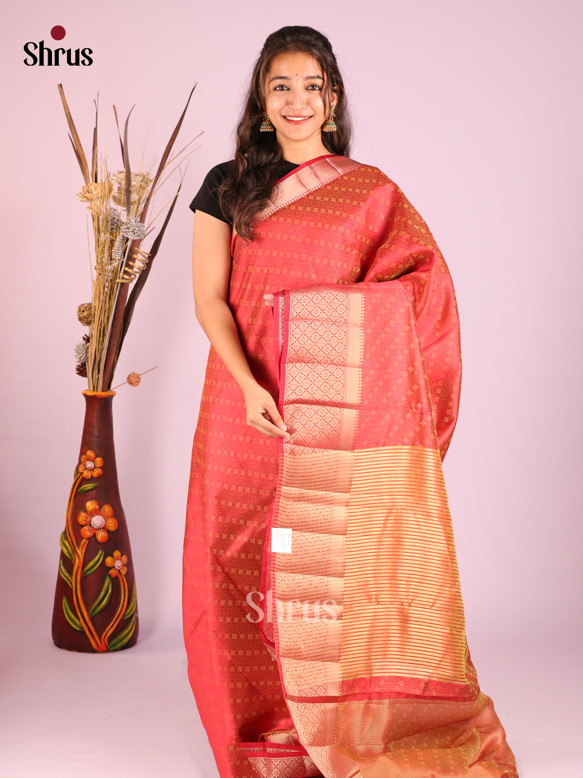Red - Semi Rawsilk Saree