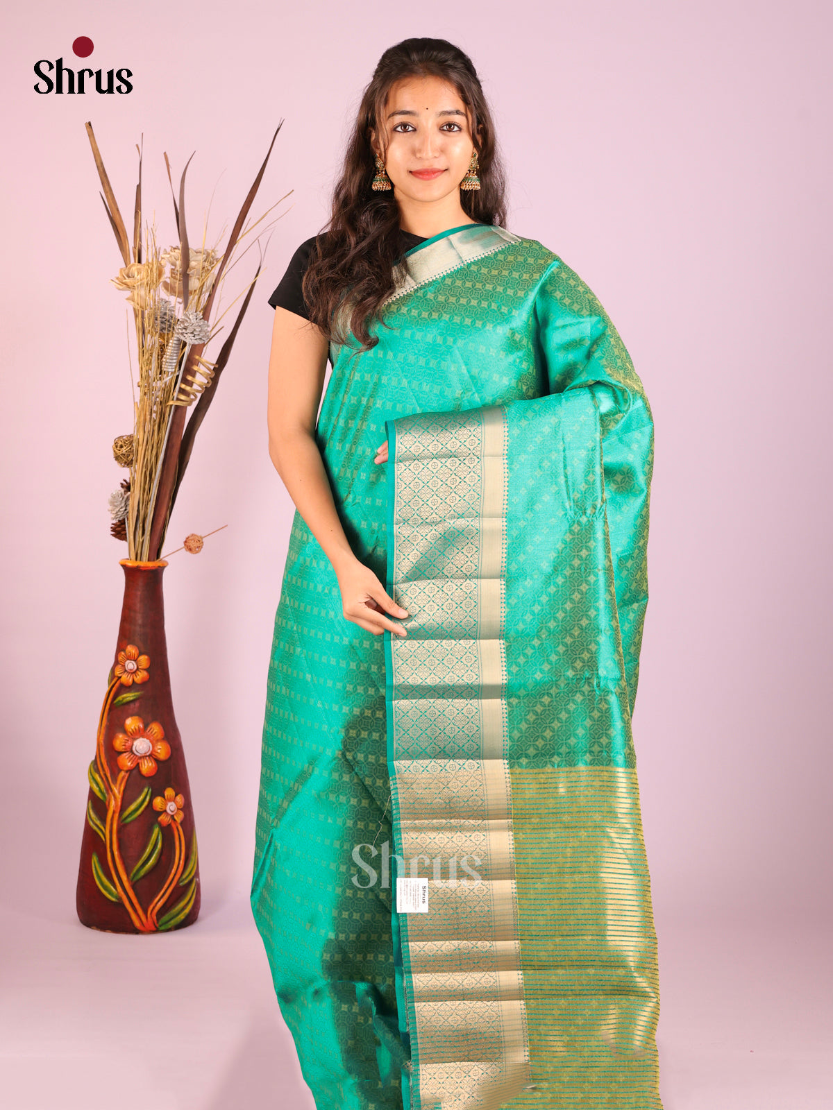 Green  - Semi Rawsilk Saree