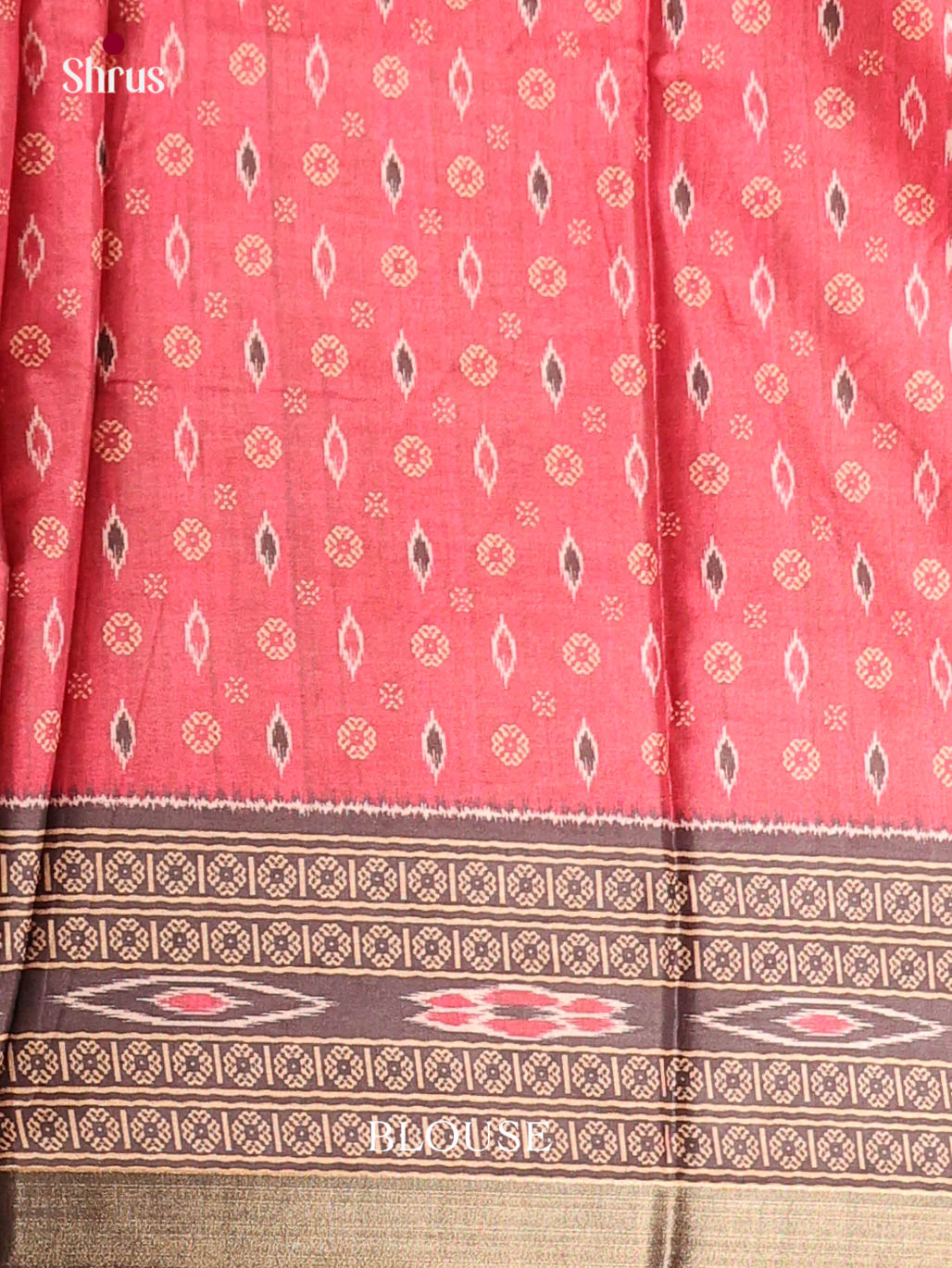 red & Brown - Semi Crepe Saree