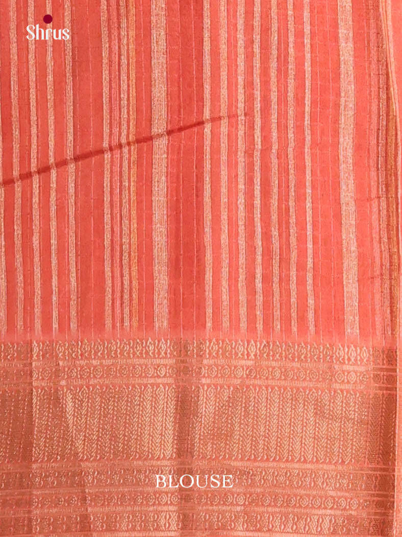 Cream & Orange - Semi Dola silk Saree